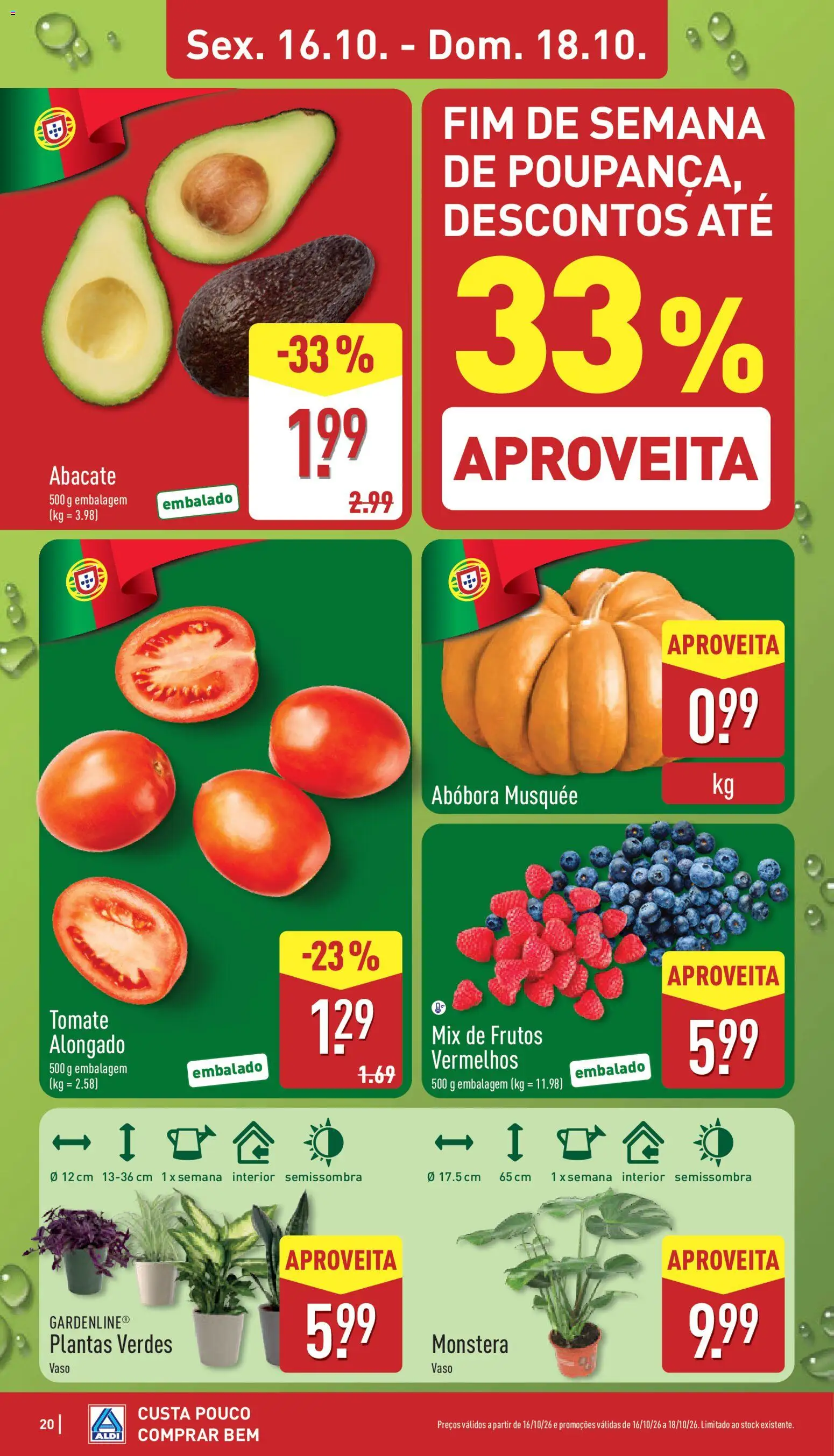 Aldi folheto │ válido de 12/10/2026 | Página: 20 | Produtos: Vaso, Abacate, Abóbora, Tomate