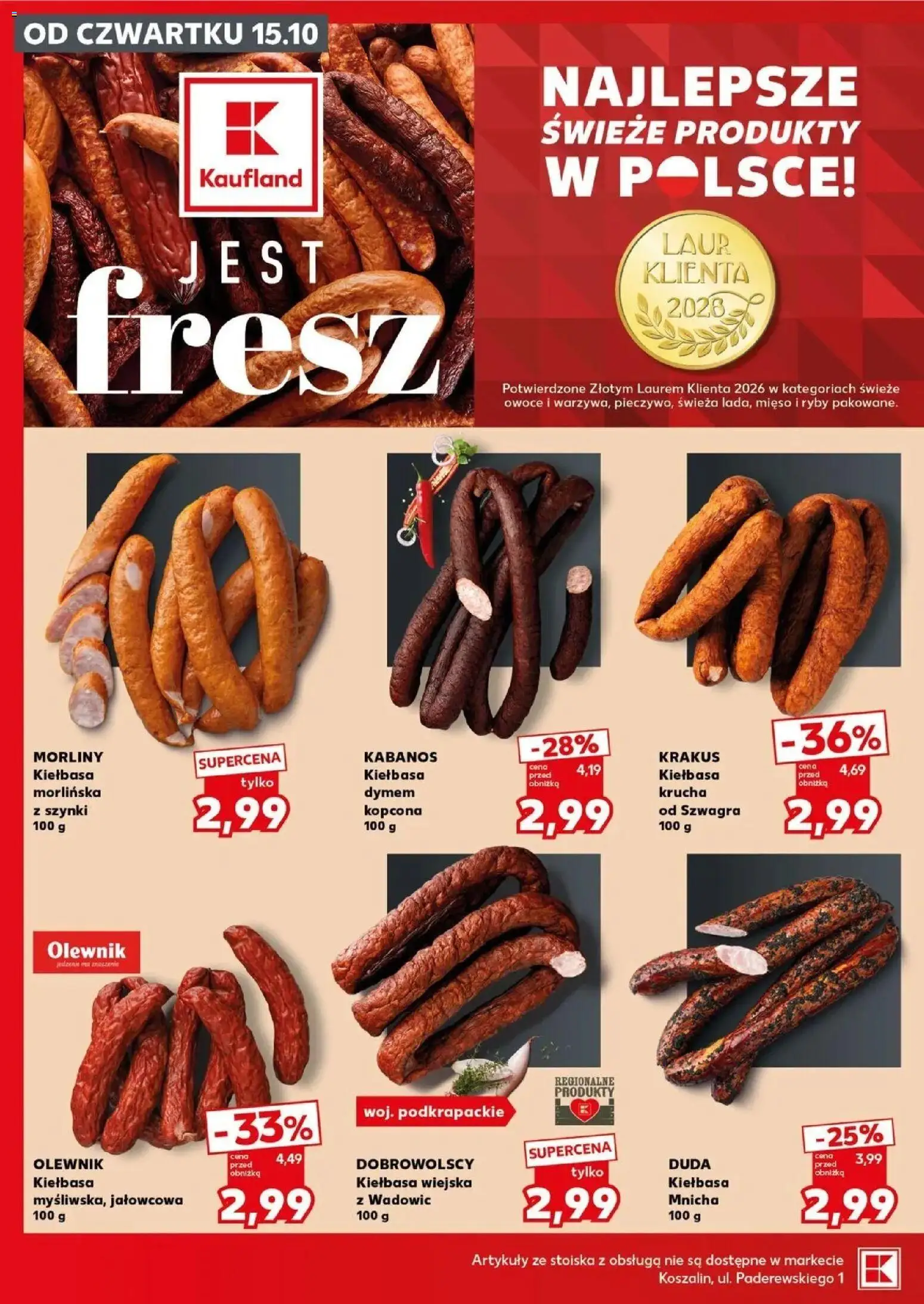 Kaufland gazetka - Super sobota od 17.10.2026 - od jutra PDF | Strona: 14 | Produkty: Kiełbasa, Mięso, Kabanos, Owoce