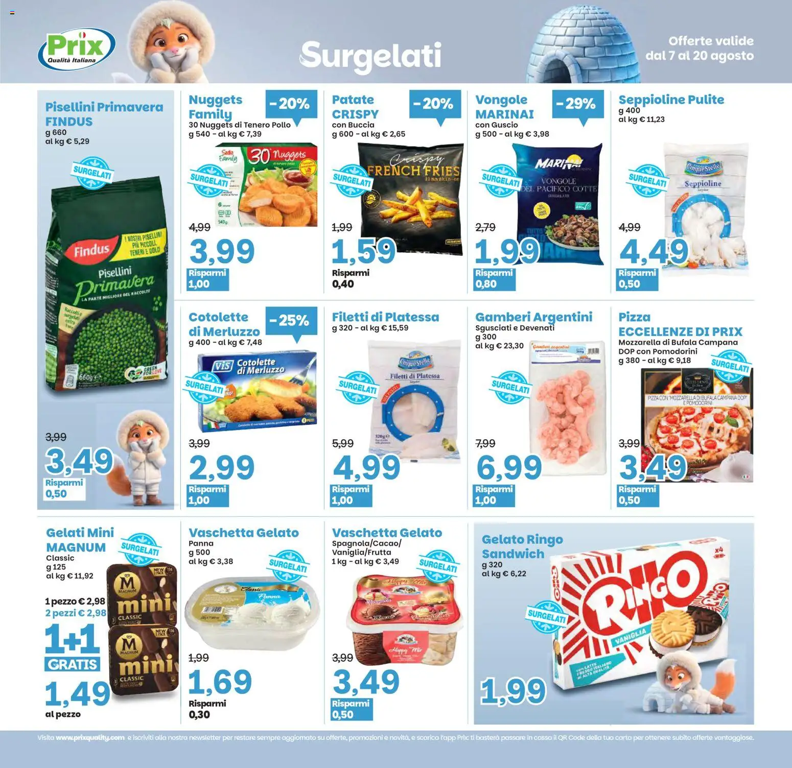 Volantino Prix del 07/08/2026 | Pagina: 8 | Prodotti: Pollo, Merluzzo, Panna, Mozzarella