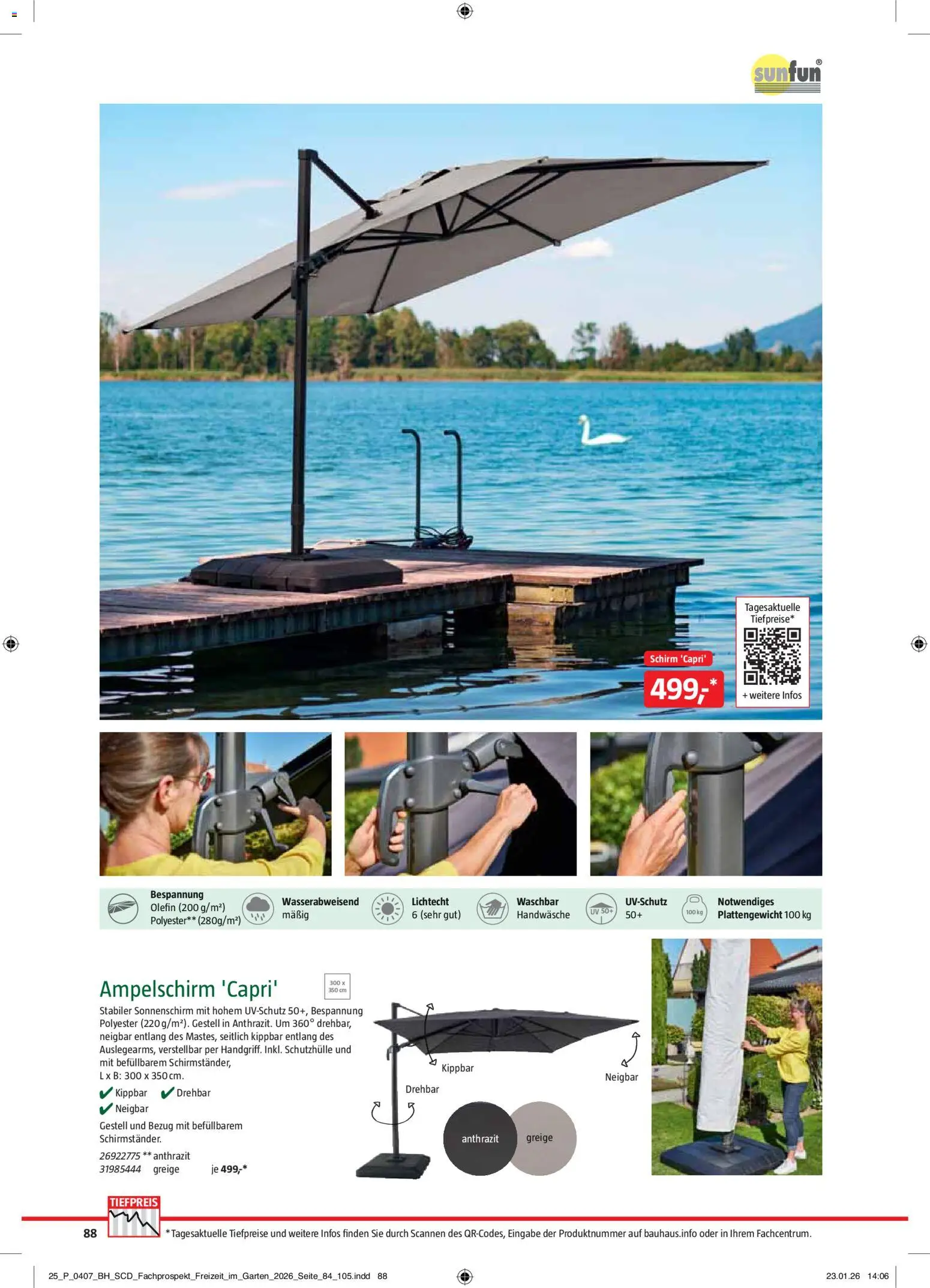 Bauhaus Freizeit im Garten – gültig ab 02.03.2026 | Seite: 88 | Produkte: Sonnenschirm