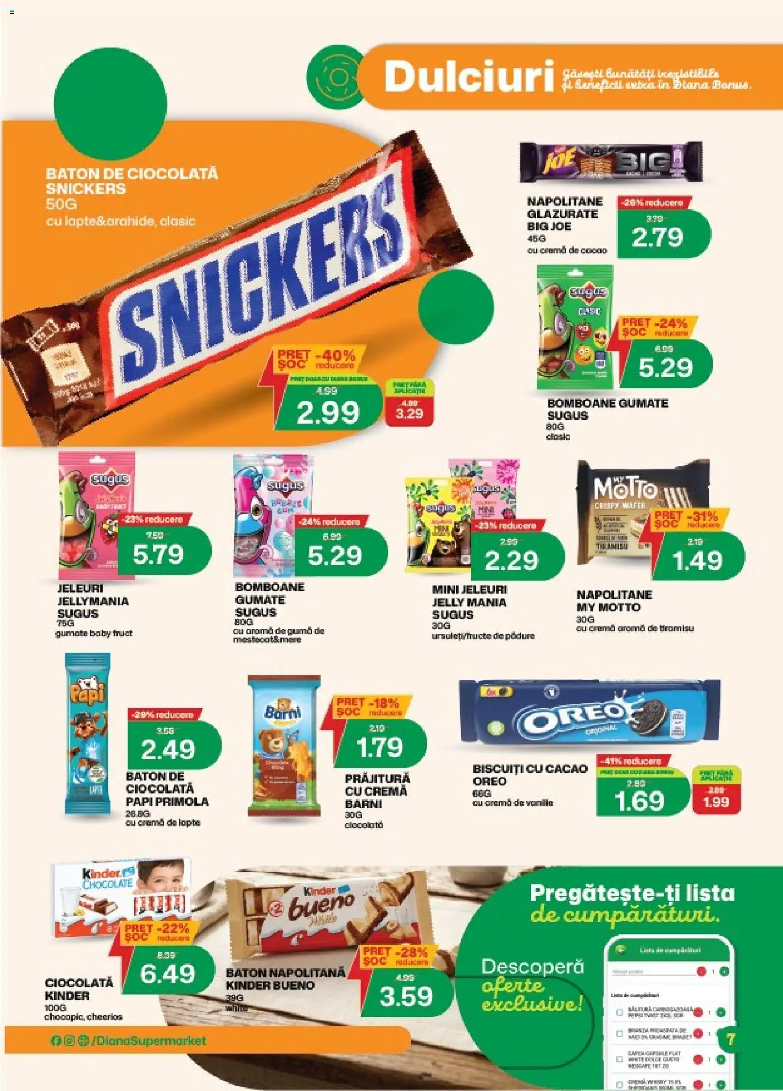 Noul catalog Diana – valabil de la 16.05.2026 | Pagină: 7 | Produse: Napolitane, Cacao, Biscuiți, Jeleuri