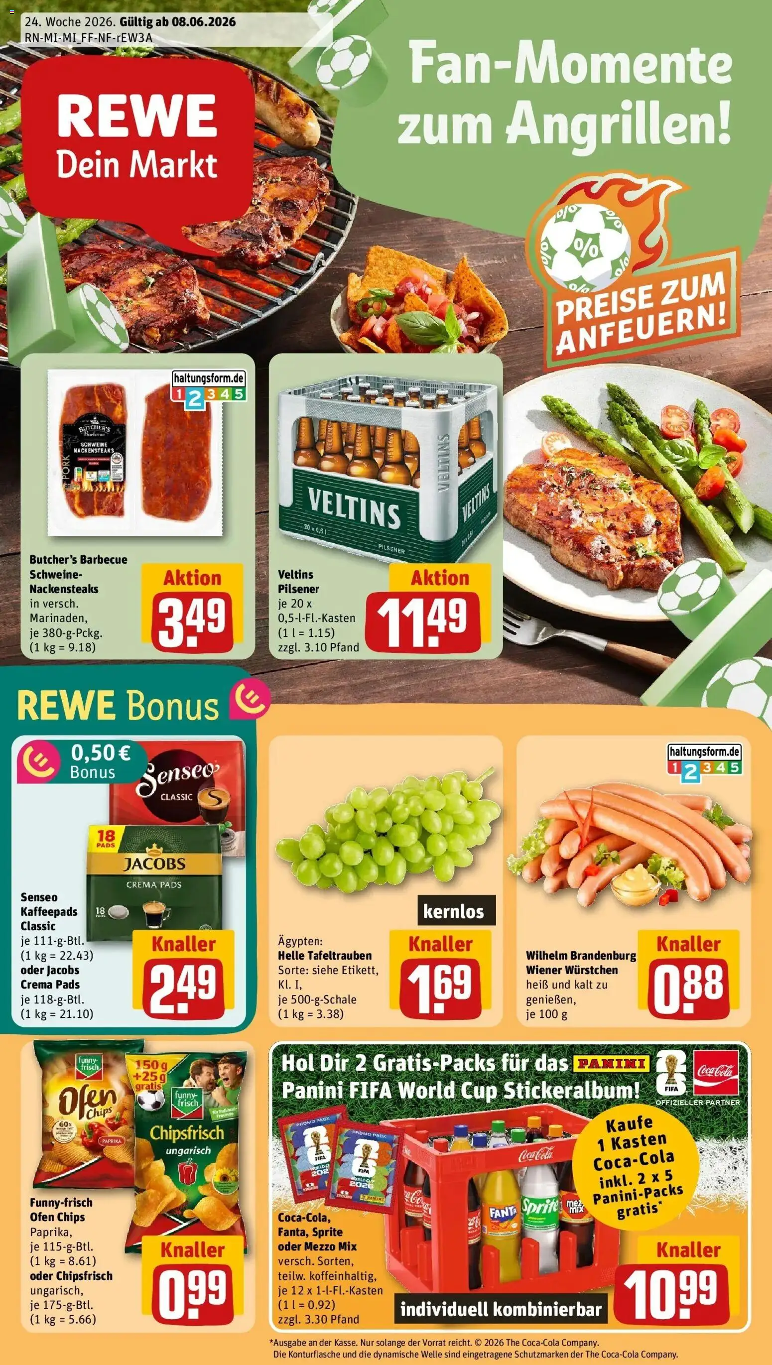 Rewe Prospekt Hofheim/Marxheim – gültig ab 08.06.2026 | Seite: 3 | Produkte: Ofen, Wiener wurstchen, Coca cola, Funny frisch