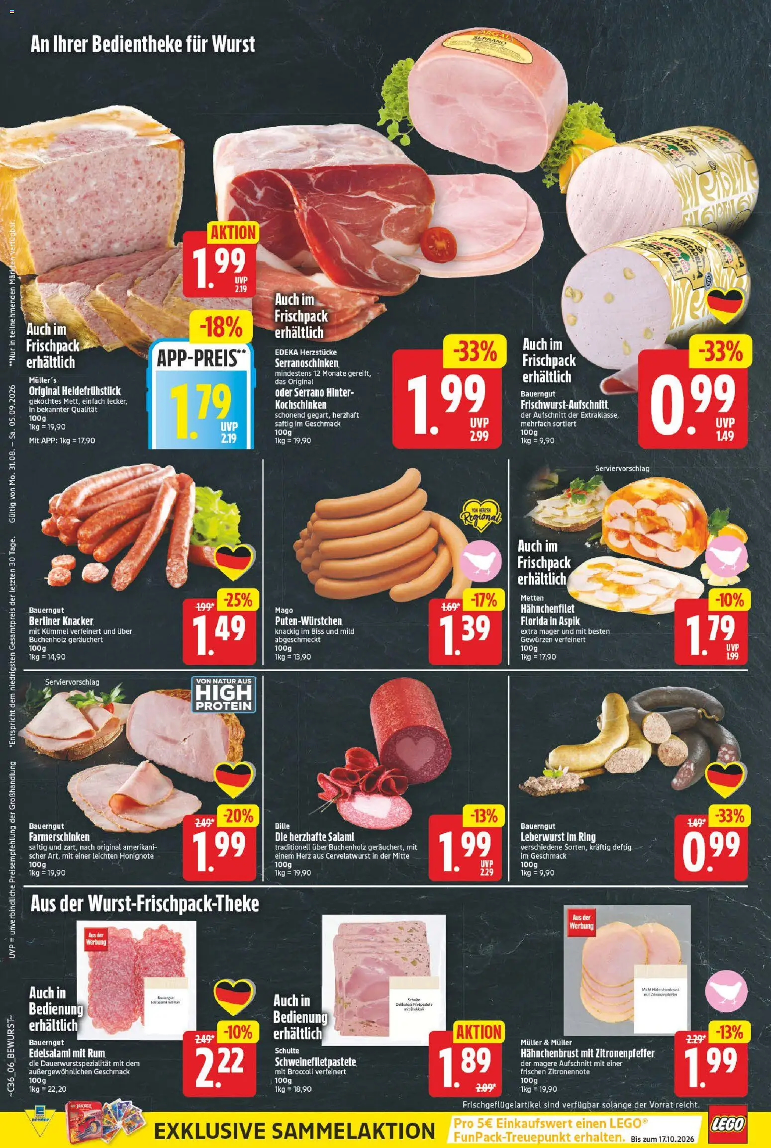 E center Prospekt – gültig ab 31.08.2026 | Seite: 8 | Produkte: Rum, Wurst, Bauerngut, Salami