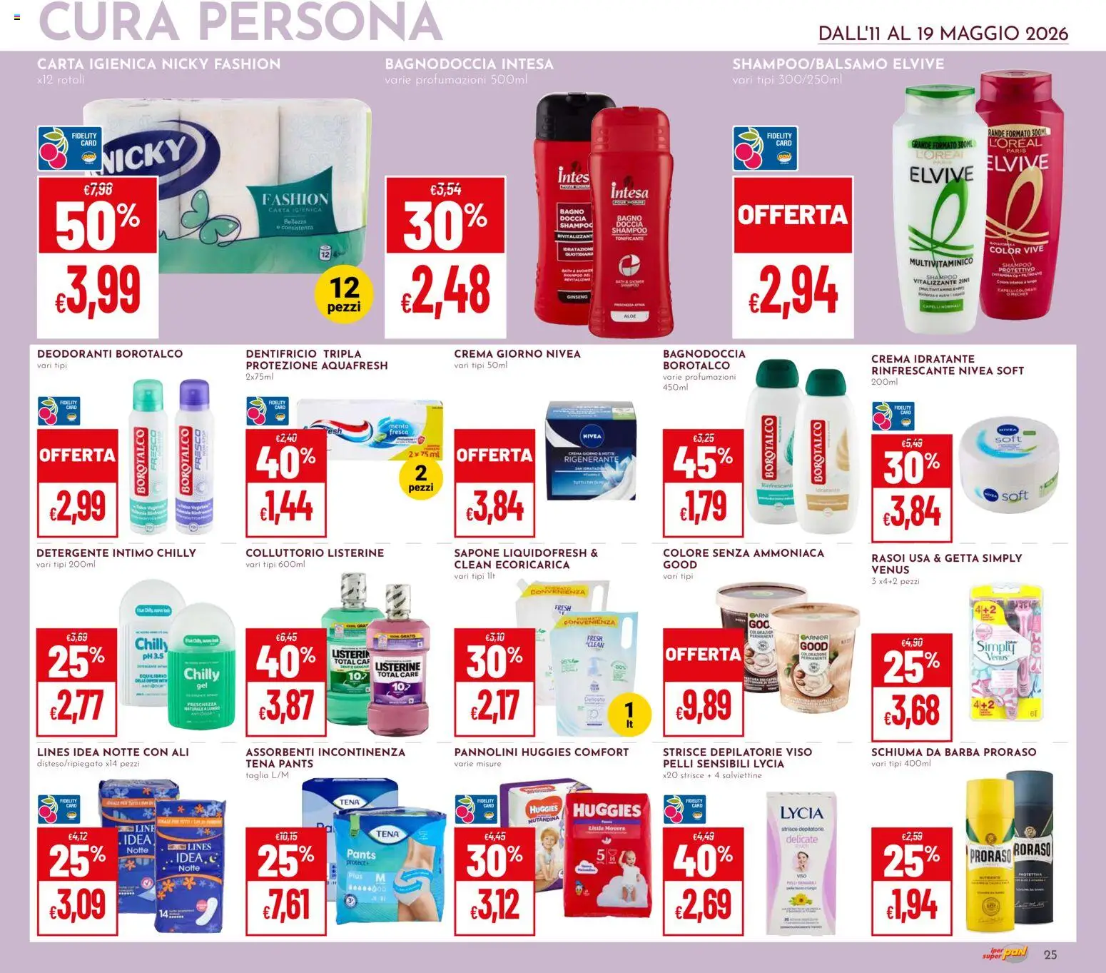 Volantino Pan del 11.05.2026 | Pagina: 25 | Prodotti: Detergente intimo, Detergente, Intimo, Doccia
