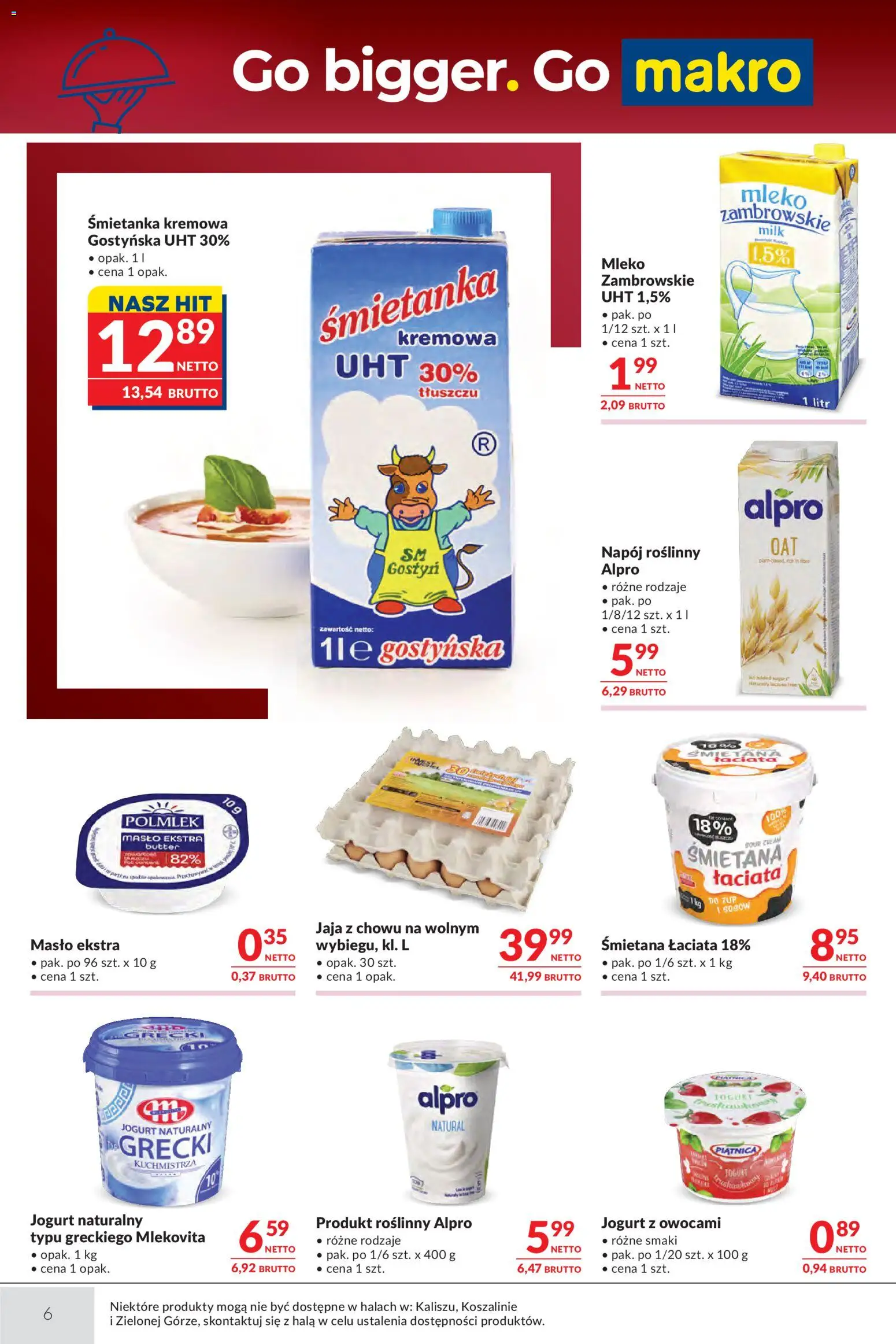 Makro gazetka - Oferta dla gastronomii od 15.09.2026 | Strona: 6 | Produkty: Alpro, Jogurt naturalny, Napój roślinny, Śmietana