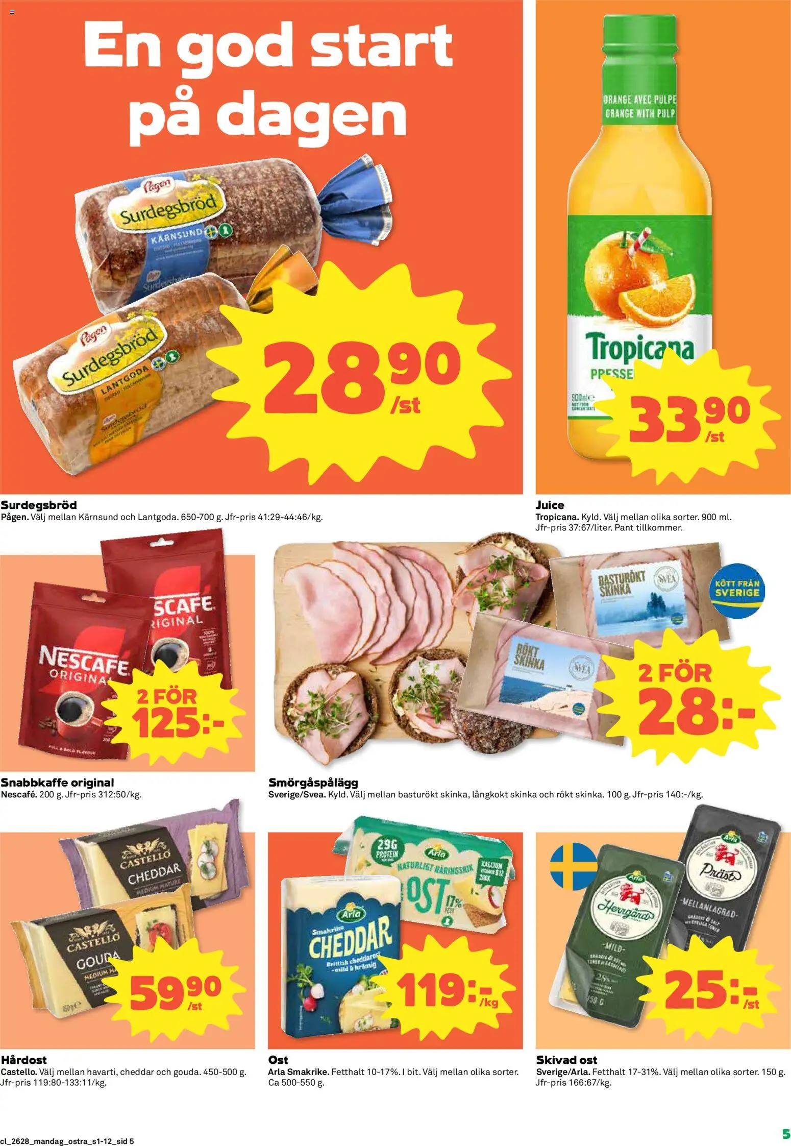 Coop Daglivs reklamblad aktuell från 06/07/2026 | Sida: 5 | Produkter: Cheddar, Ost, Skinka, Juice