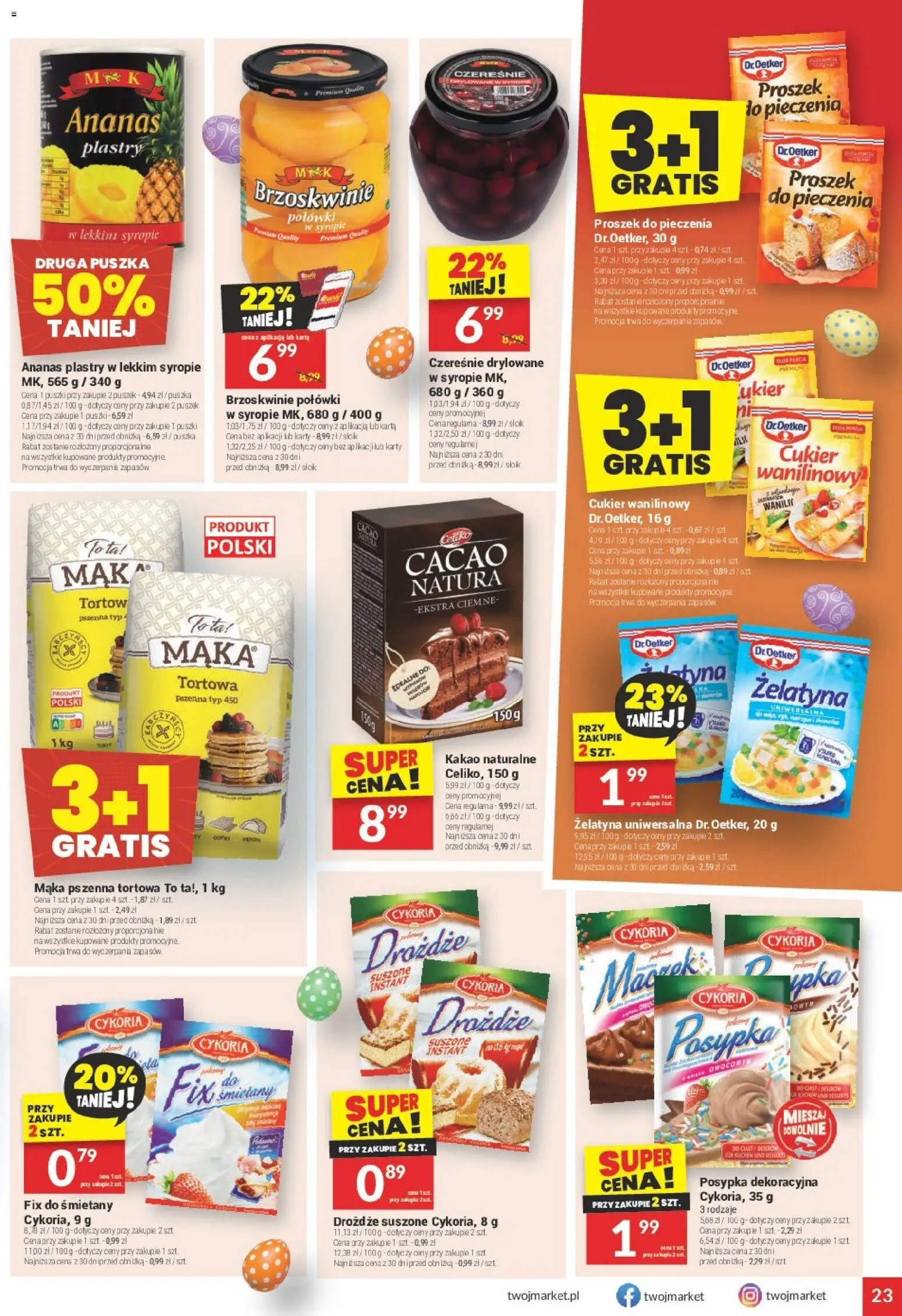 Twój Market gazetka od 11.03.2026 | Strona: 23 | Produkty: Karta, Kakao, Żelatyna, Cukier