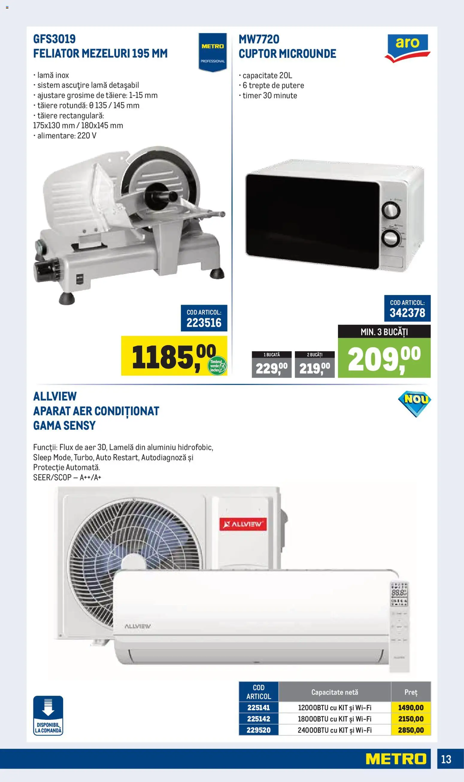 Noul catalog Metro – valabil de la 01.04.2026 | Pagină: 13 | Produse: Cuptor, Aer Condiționat, Feliator