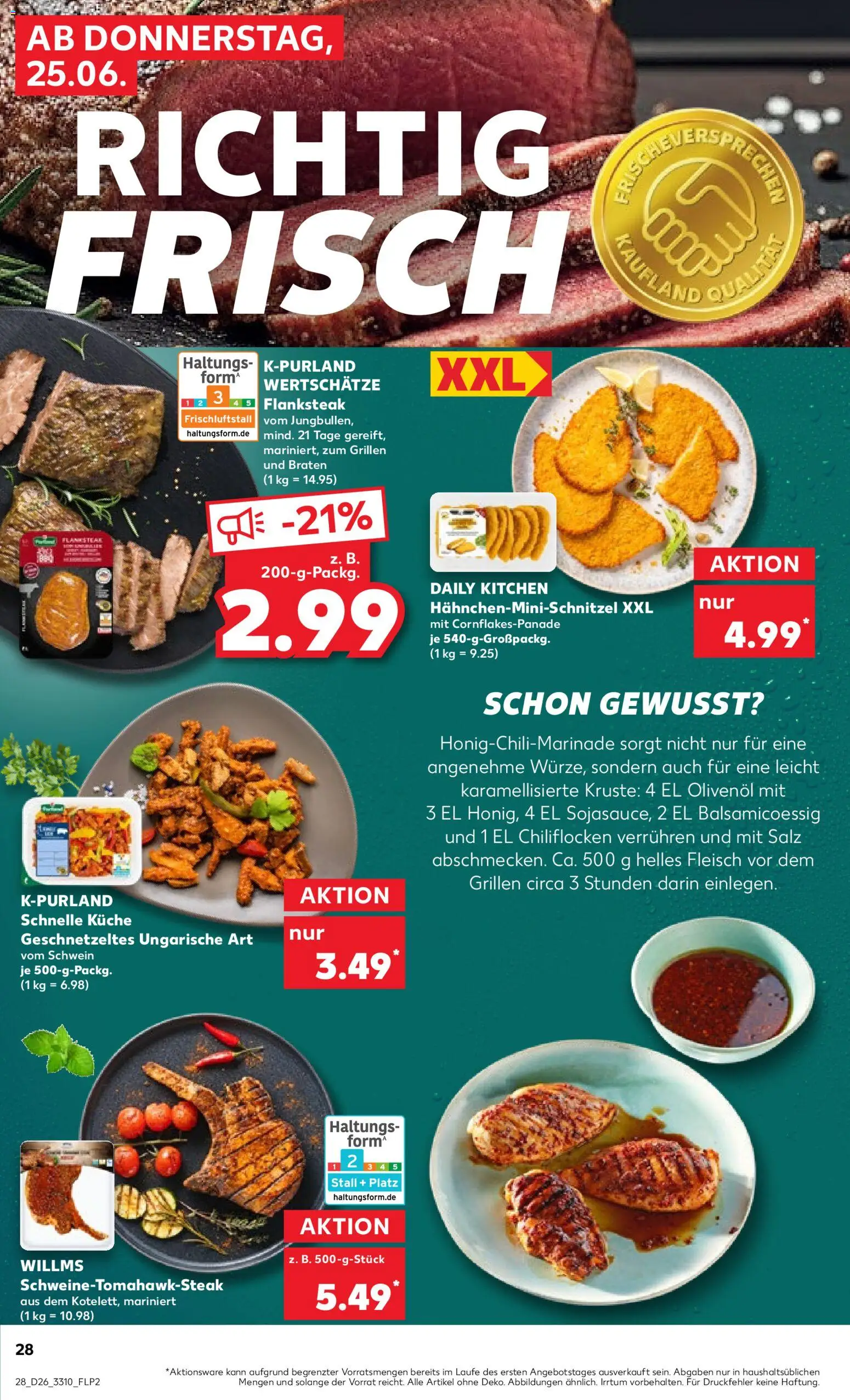 Kaufland Prospekt Zeitz – gültig ab 25.06.2026 | Seite: 28 | Produkte: Olivenol, Küche, Salz, Fleisch