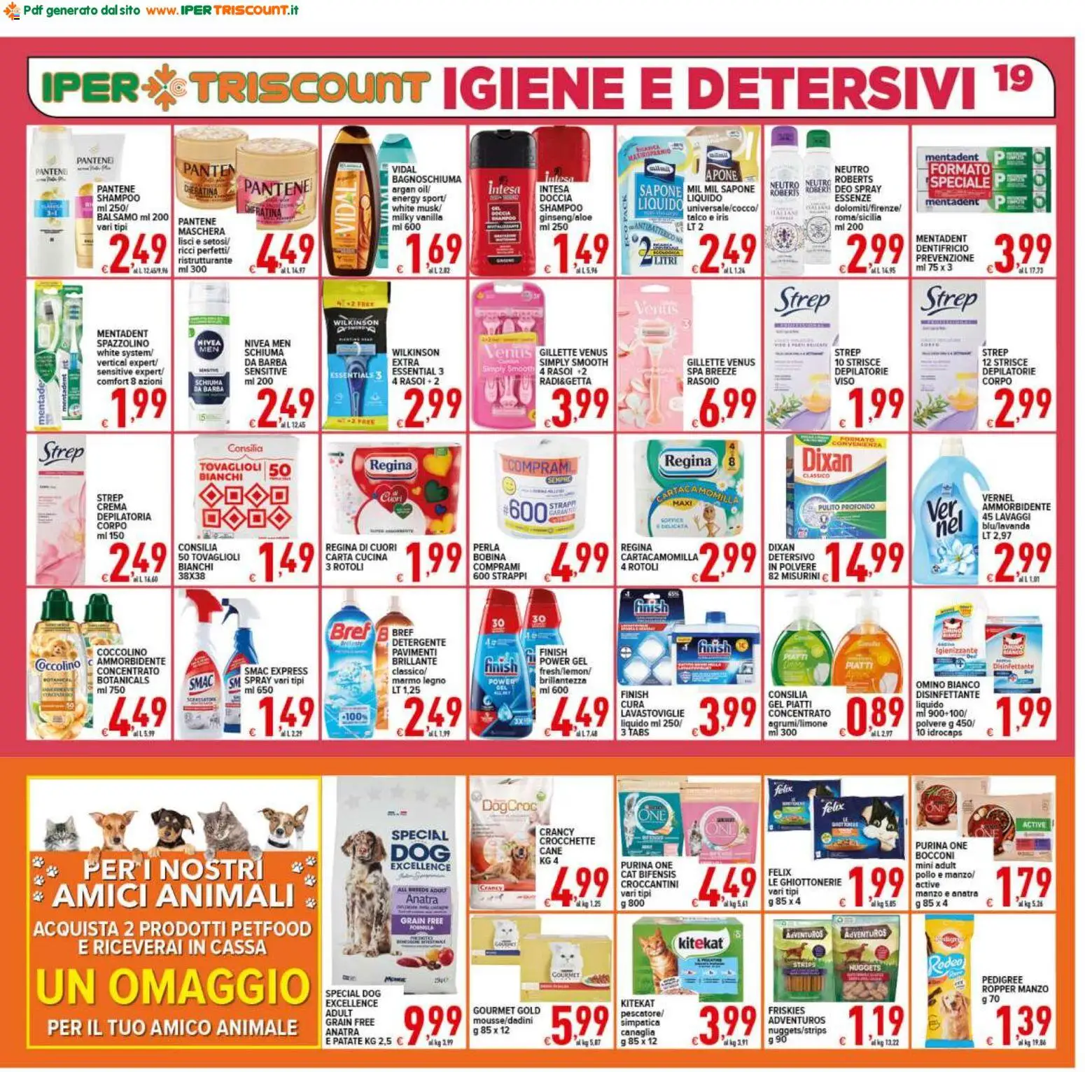 Volantino Ipertriscount del 21/08/2026 | Pagina: 19 | Prodotti: Shampoo, Rasoio, Ammorbidente, Nuggets