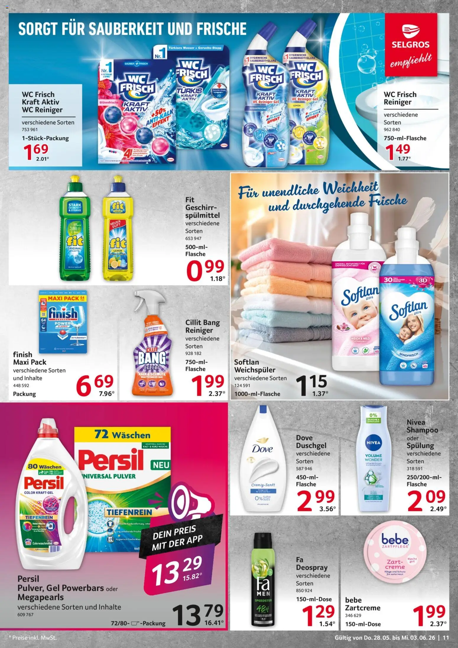 Selgros Prospekt – gültig ab 28.05.2026 | Seite: 11 | Produkte: Spülung, Creme, Weichspüler, Persil