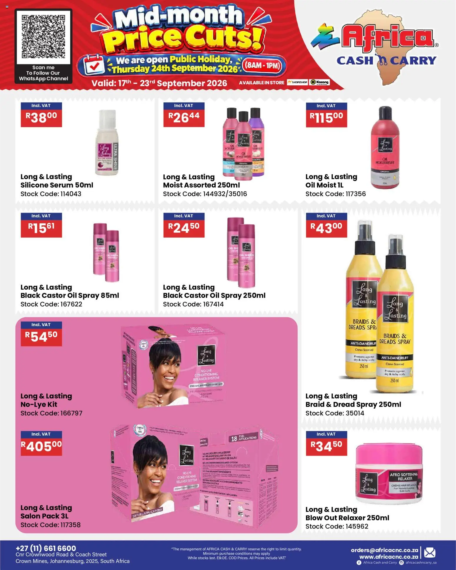 New Africa Cash & Carry catalogue – valid from 17/09/2026 | Page: 64 | Products: Serum, Braids, Silicone, Relaxer