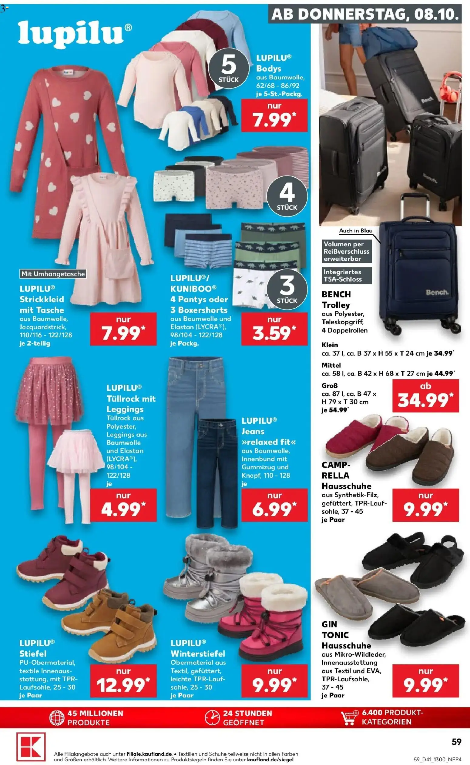 Prospekt Kaufland ab 08.10.2026 » Angebote Online zum Blättern | Seite: 59 | Produkte: Tasche, Leggings, Hausschuhe, Jeans