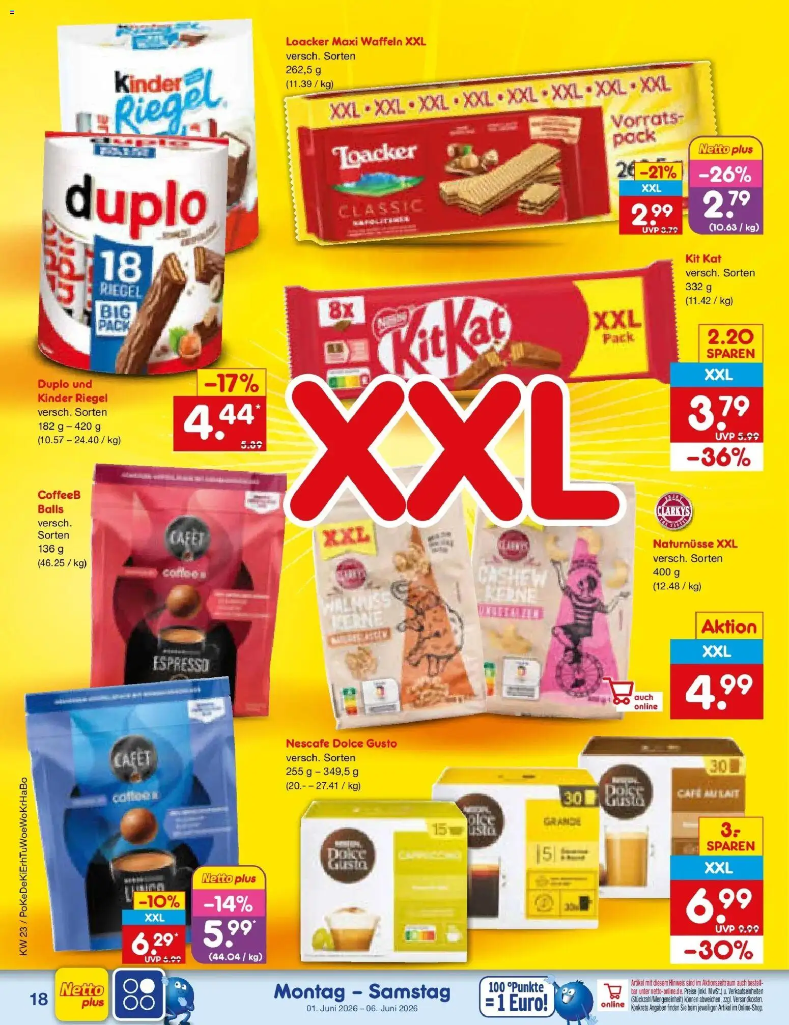Netto Marken-Discount Prospekt Lahr-Langenwinkel – gültig ab 01.06.2026 | Seite: 20 | Produkte: Nescafe, Kinder riegel, Waffeln, Dolce gusto