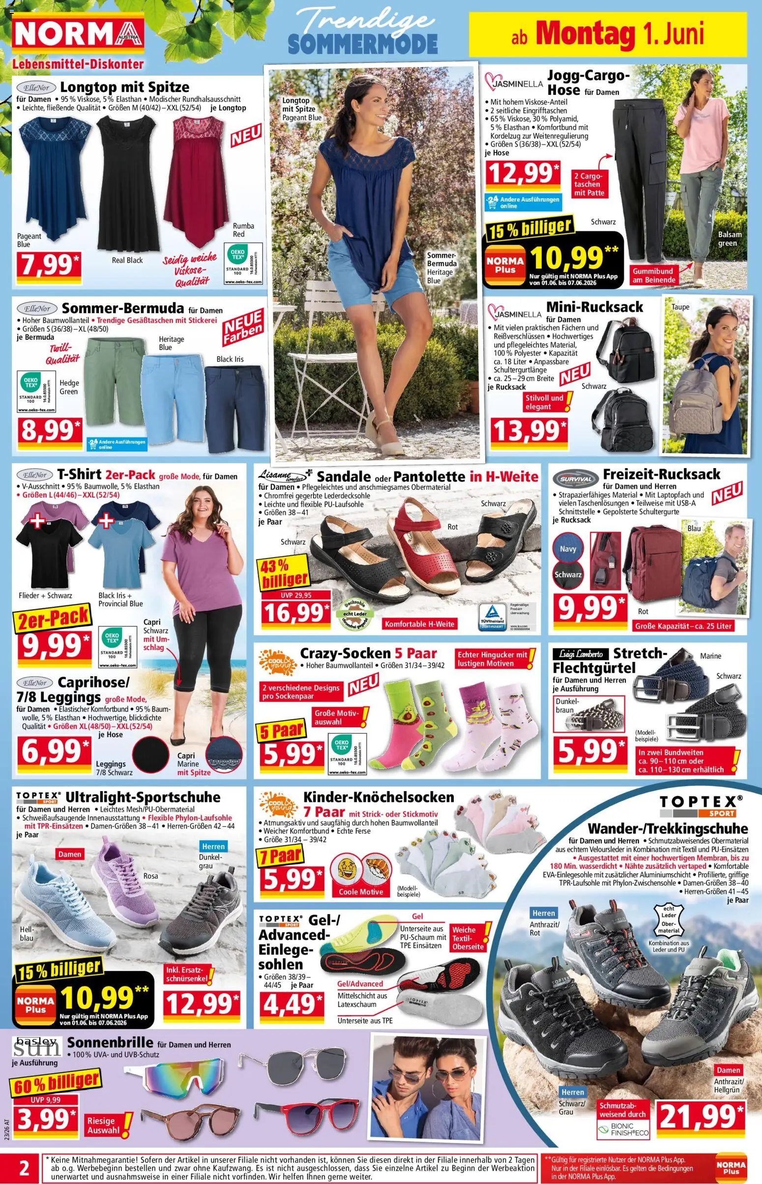 Norma Flugblatt gültig ab 01.06.2026 | Seite: 2 | Produkte: Hose, Leggings, Rucksack