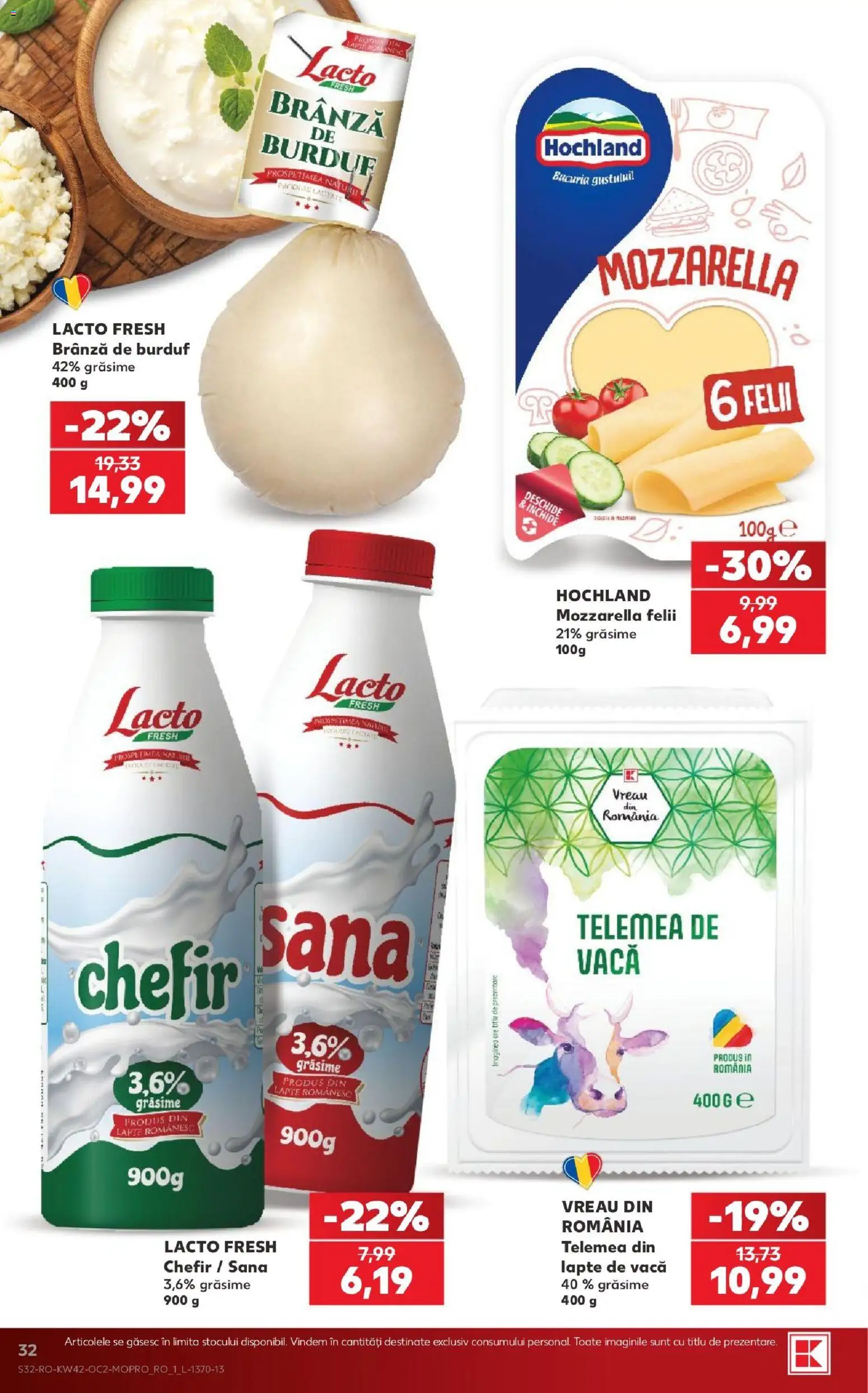 Noul catalog Kaufland – valabil de la 14.10.2026 | Pagină: 32 | Produse: Chefir, Mozzarella, Brânză, Hochland