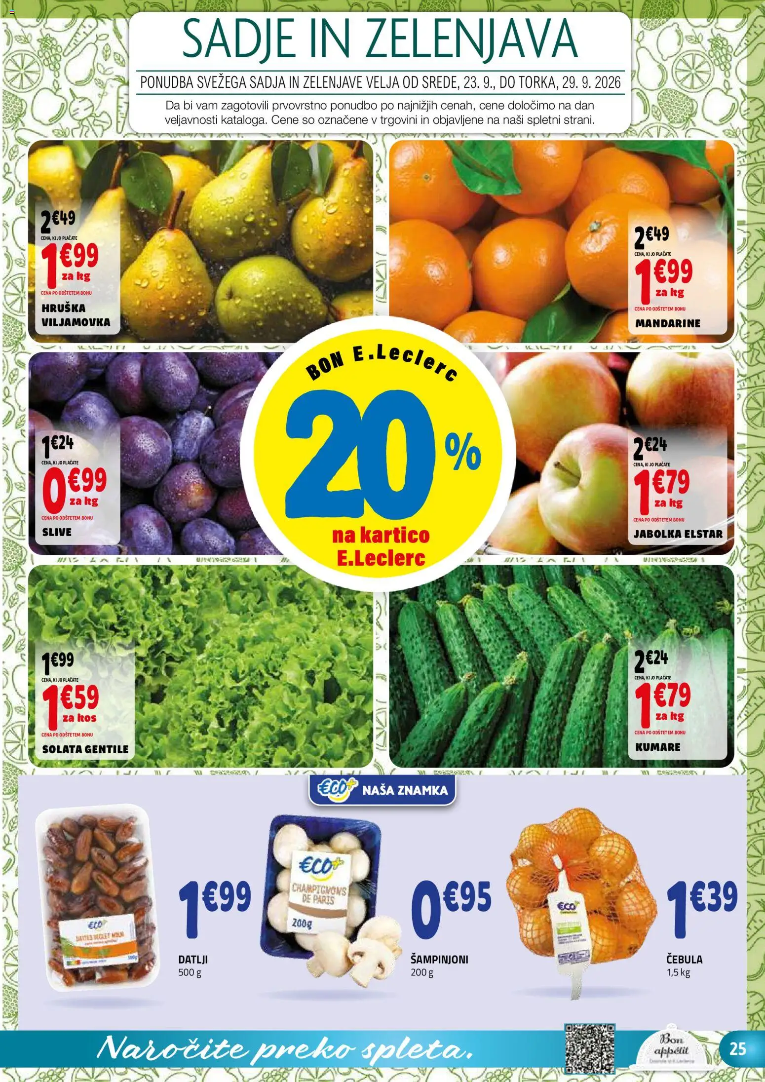 Novi E.leclerc katalog ponudbe – veljaven od 23.09.2026 | Stran: 25 | Izdelki: Mandarine, Solata, Zelenjava, Sadje