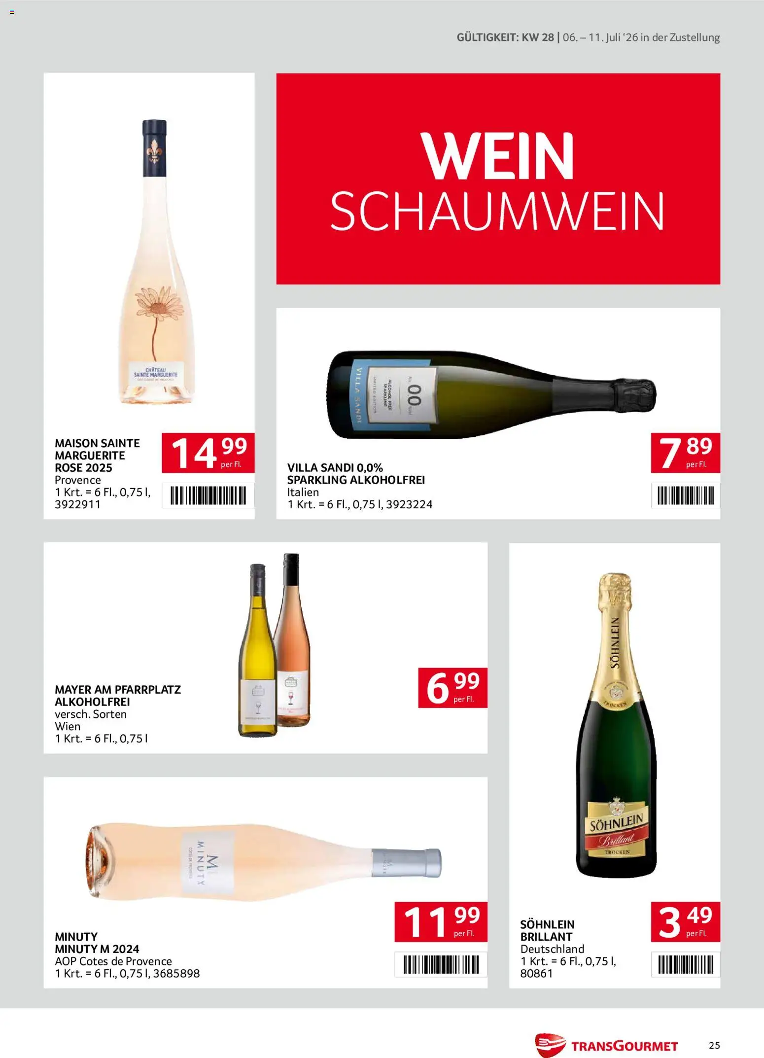 Transgourmet Zustellaktion gültig ab 06.07.2026 | Seite: 25 | Produkte: Wein