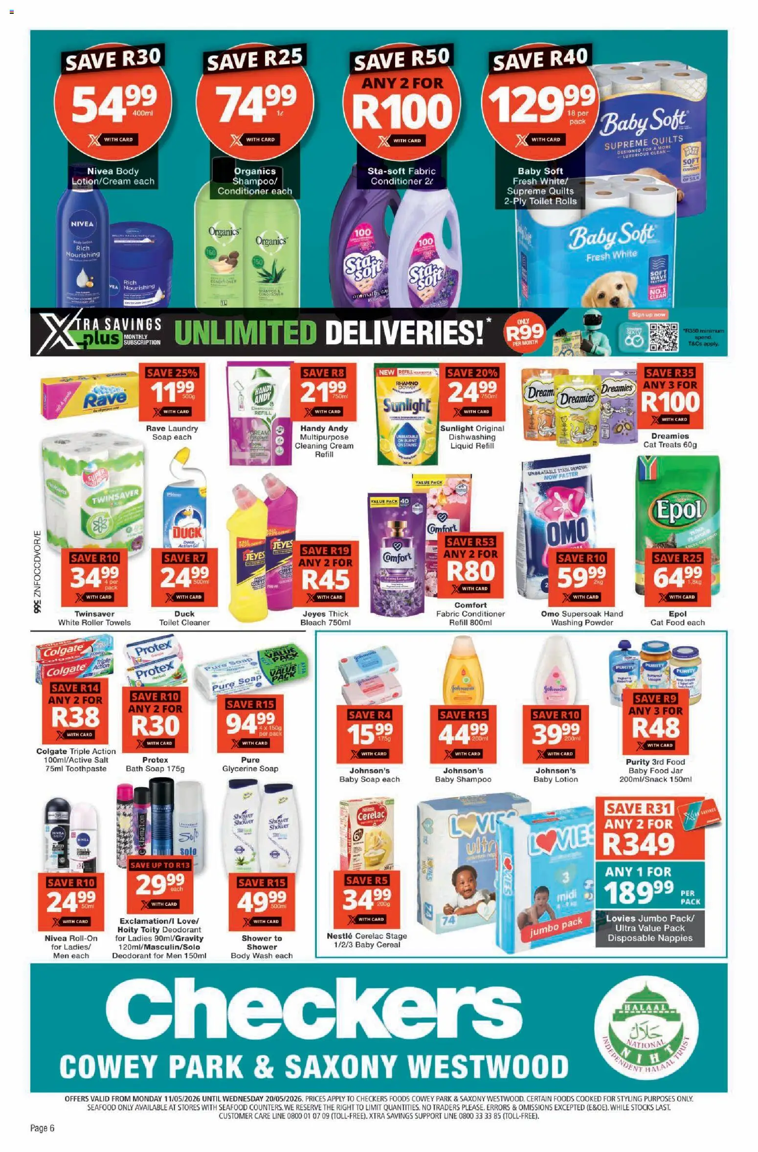 New Checkers catalogue – valid from 11.05.2026 | Page: 6 | Products: Conditioner, Deodorant, Washing powder, Salt