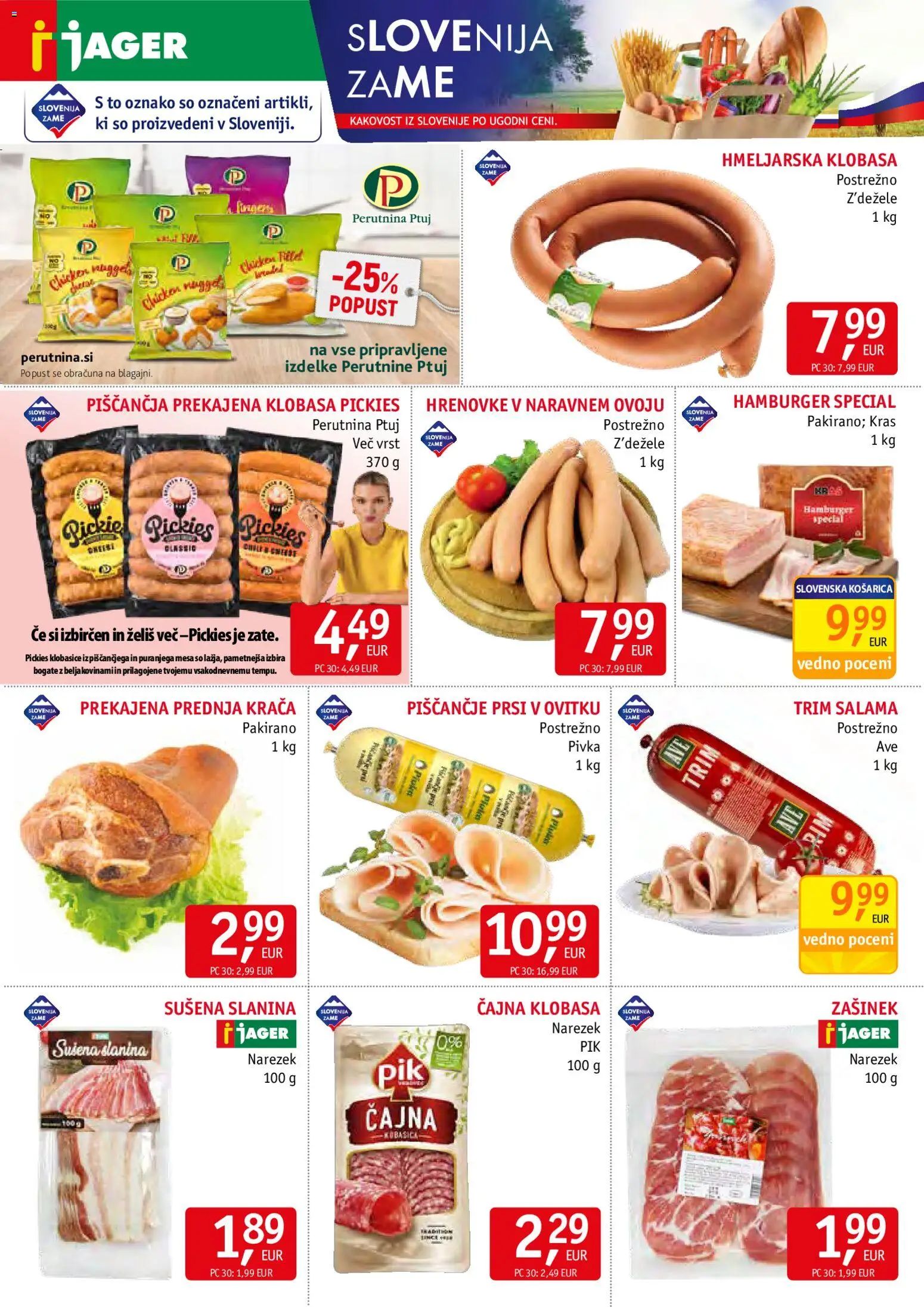 Novi Jager katalog ponudbe – veljaven od 13.05.2026 | Stran: 2 | Izdelki: Hrenovke, Klobasice, Slanina, Salama