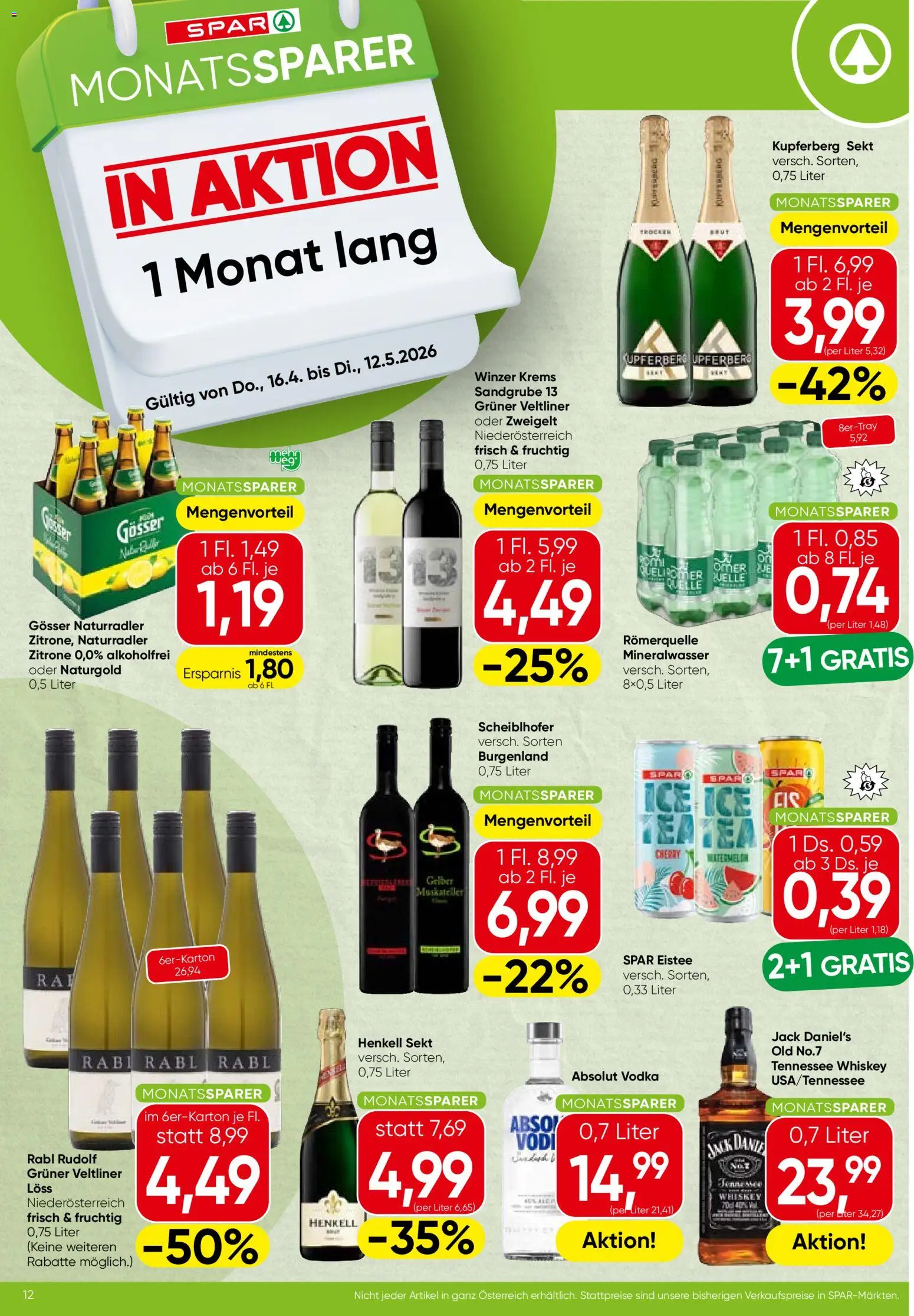 Spar Flugblatt - Wien gültig ab 16.04.2026 | Seite: 12 | Produkte: Whiskey, Zitrone