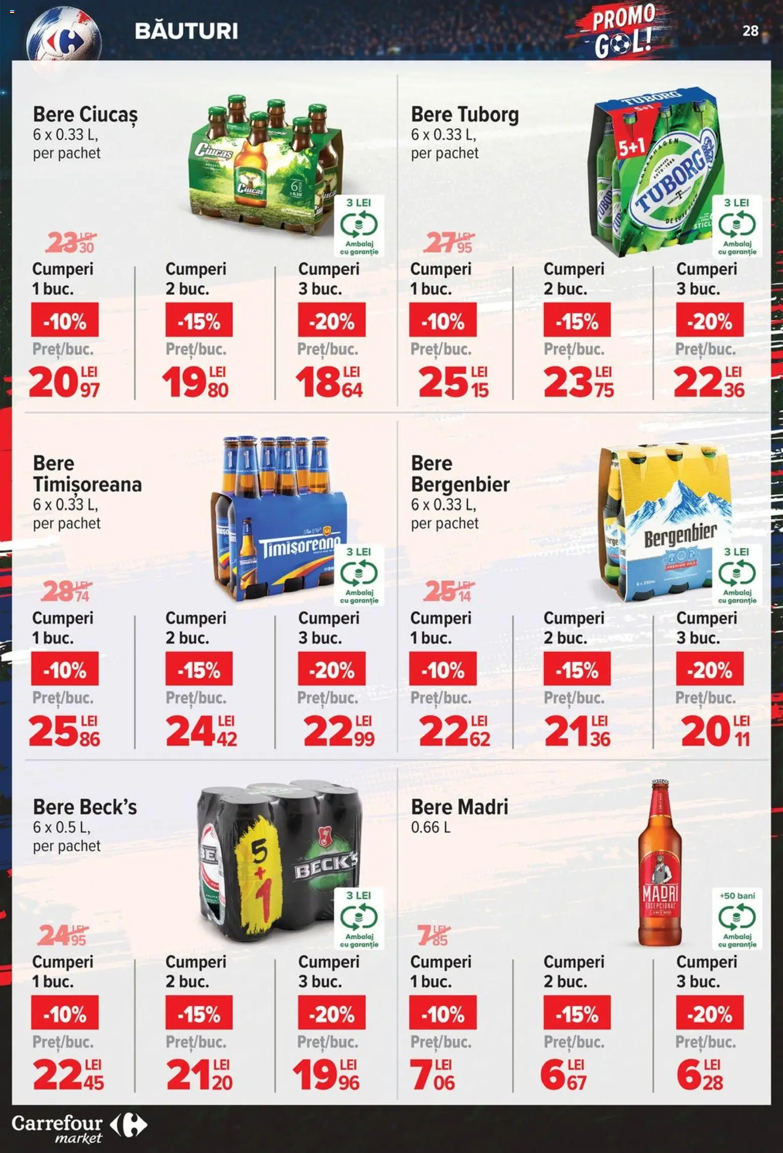 Noul catalog Carrefour – valabil de la 03.06.2026 | Pagină: 28 | Produse: Bere, Plastik Kulübe