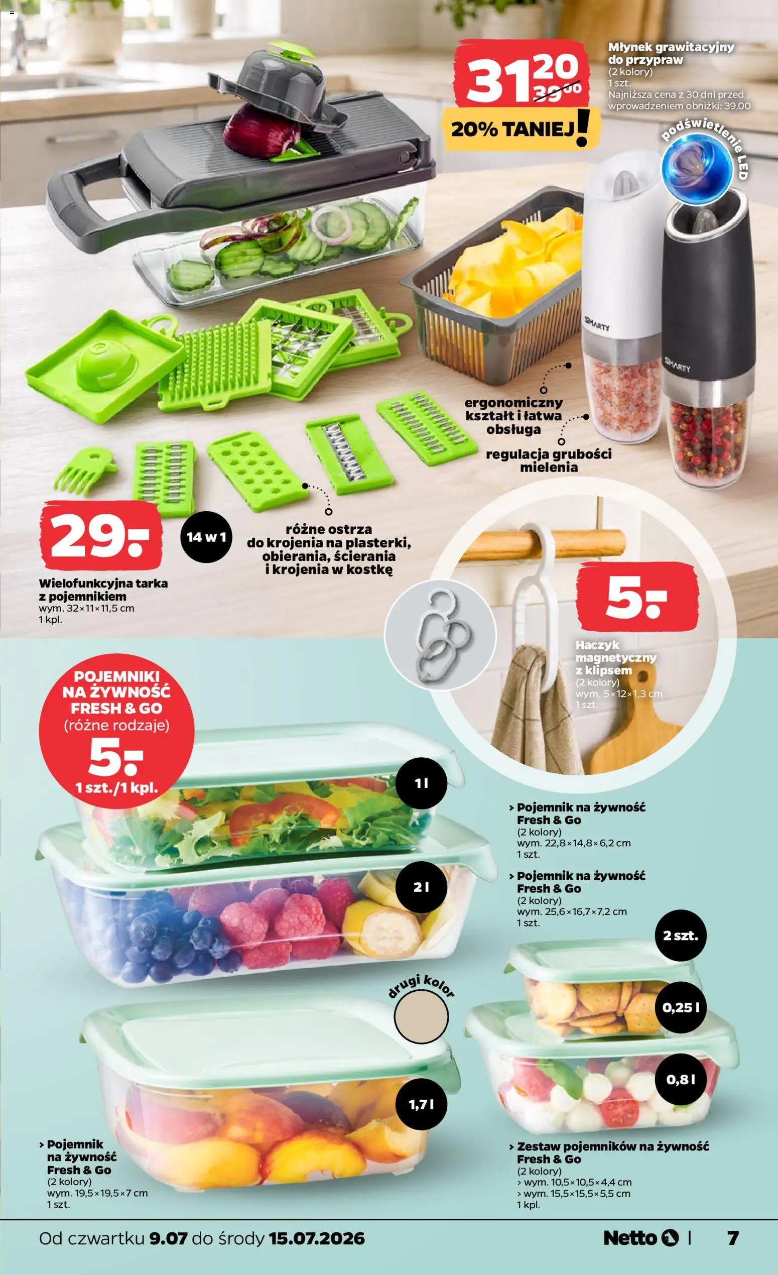 Netto gazetka od czwartku NonFood od 09.07.2026 | Strona: 7 | Produkty: Magnetic, Młynek, Pojemniki na żywność