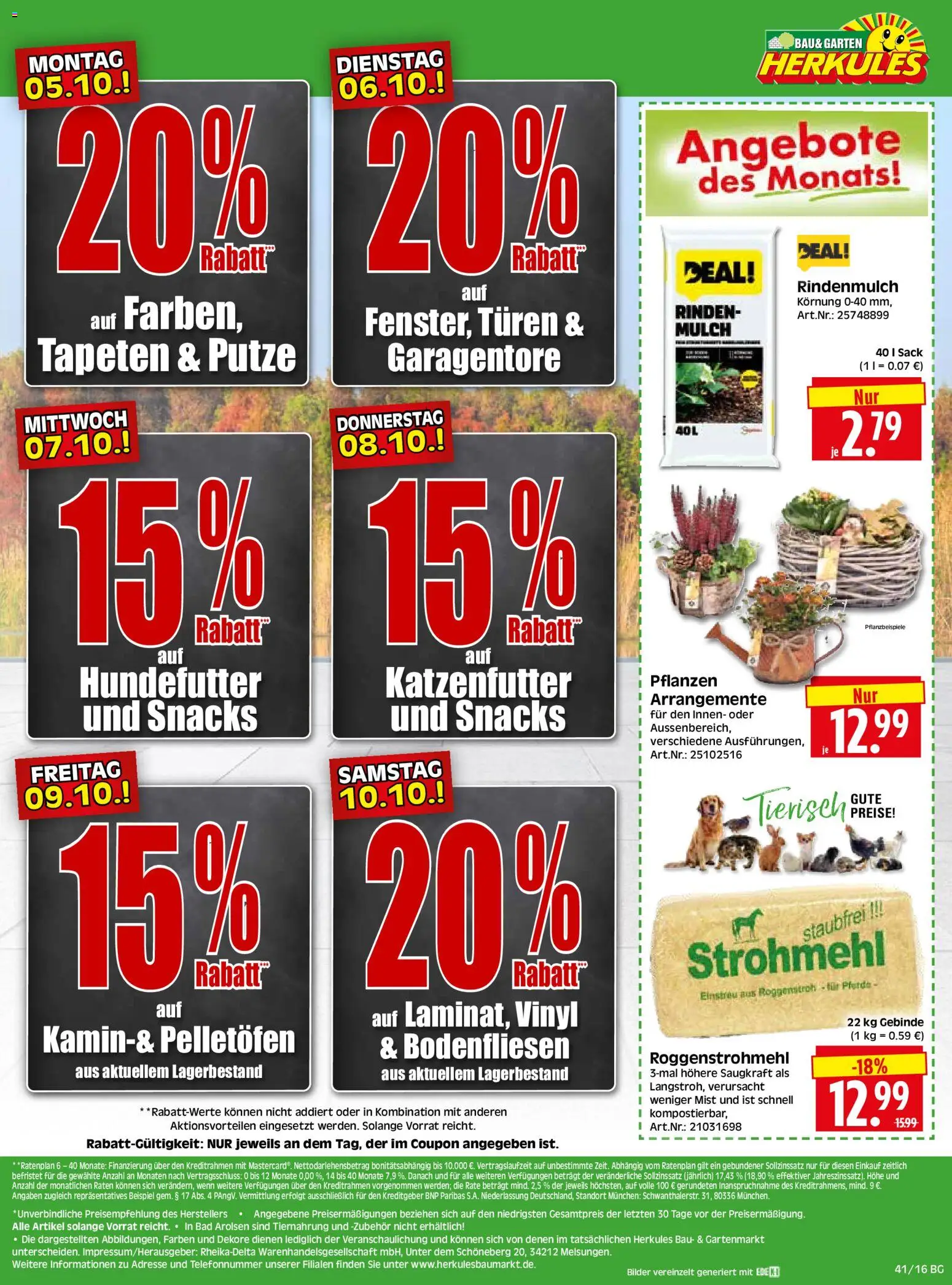 HERKULES Bau & Garten – gültig ab 05.10.2026 | Seite: 16 | Produkte: Rindenmulch, Katzenfutter, Bad, Bilder