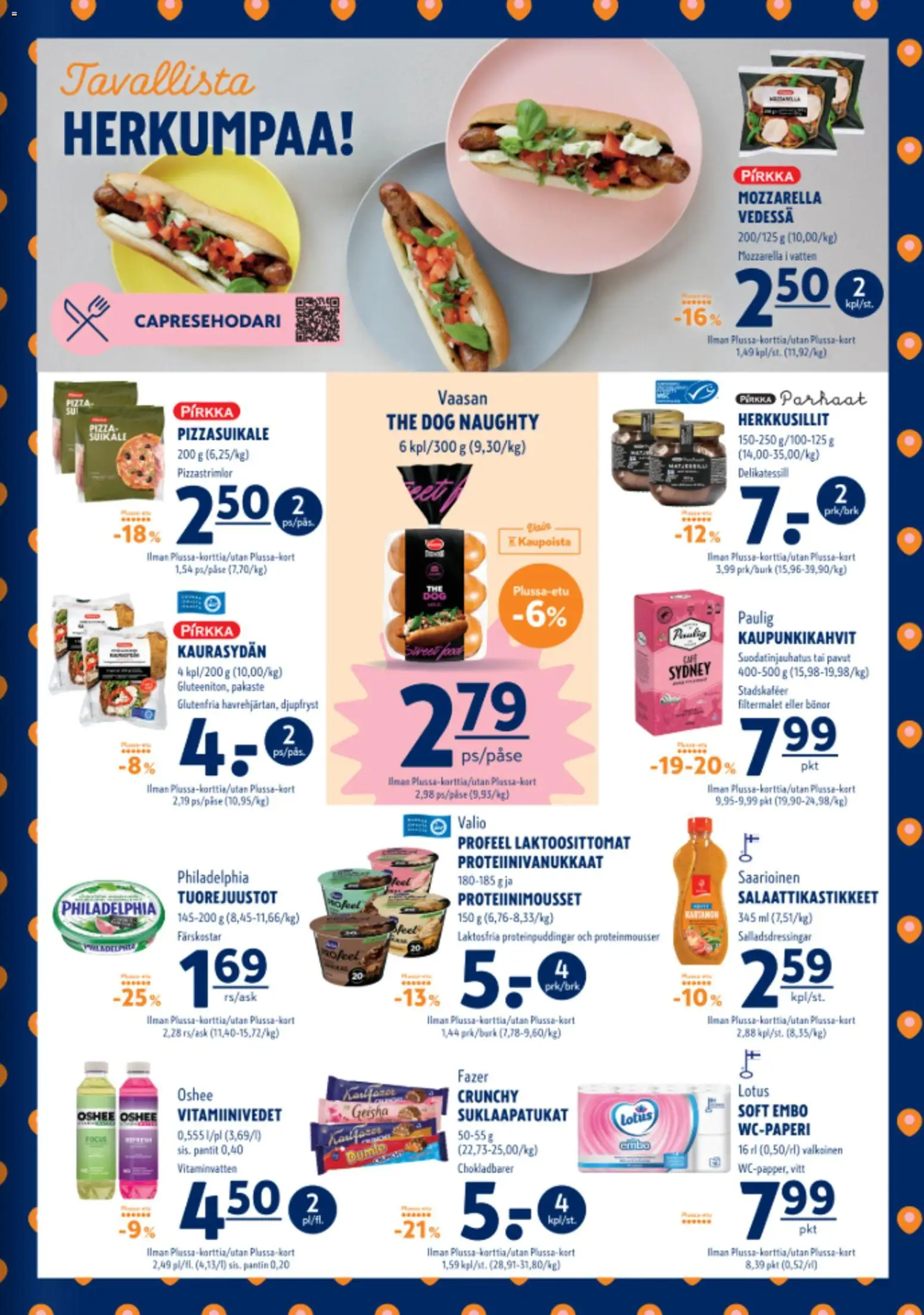 K-Supermarket tarjoukset – voimassa 11.06.2026 alkaen | Sivu: 3 | Tuotteet: Mozzarella, Pavut, Suklaapatukat, Pizza