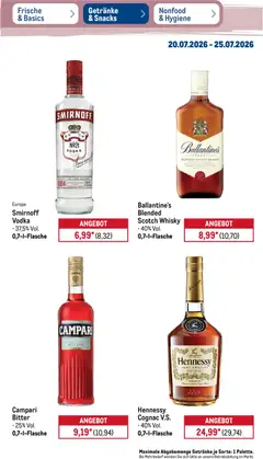 Metro Prospekt ab 20.07.2026 gültig | Seite: 31 | Produkte: Whisky, Campari, Smirnoff, Vodka