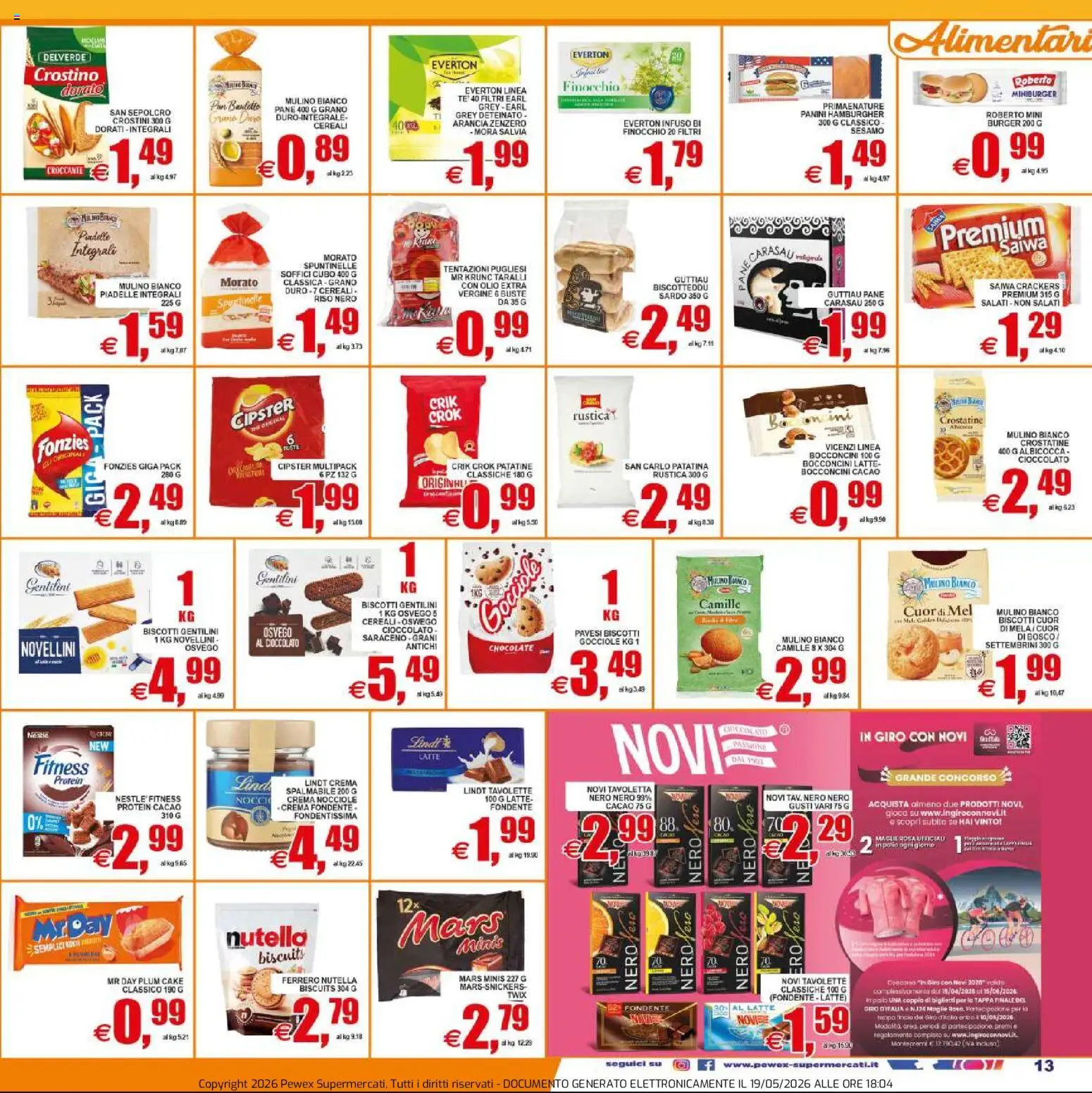 Volantino Pewex del 20.05.2026 | Pagina: 13 | Prodotti: Biscotti, Nocciole, Nutella, Arancia
