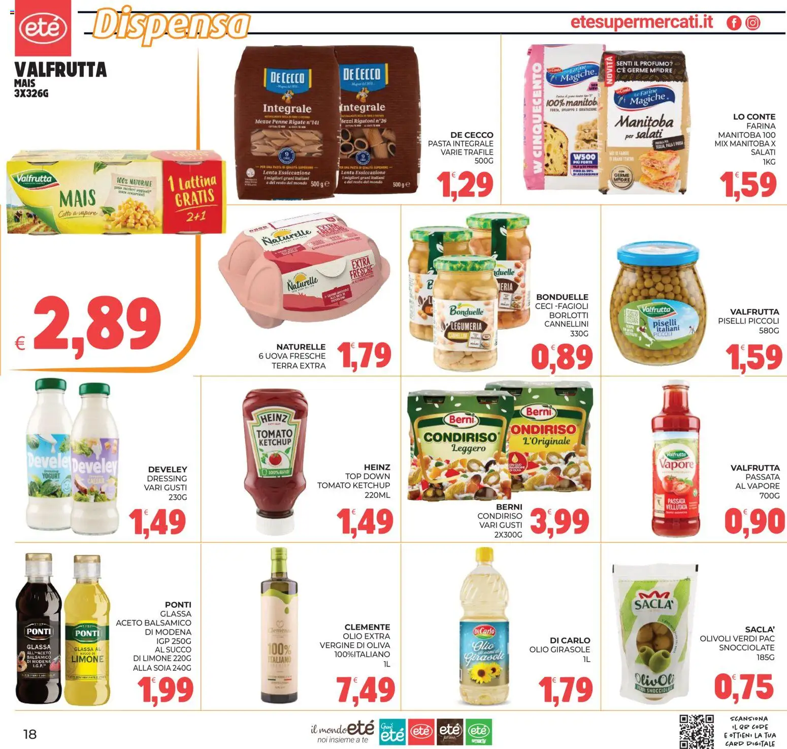 Volantino Eté del 28/07/2026 | Pagina: 18 | Prodotti: Rigatoni, Ketchup, Top, Piselli