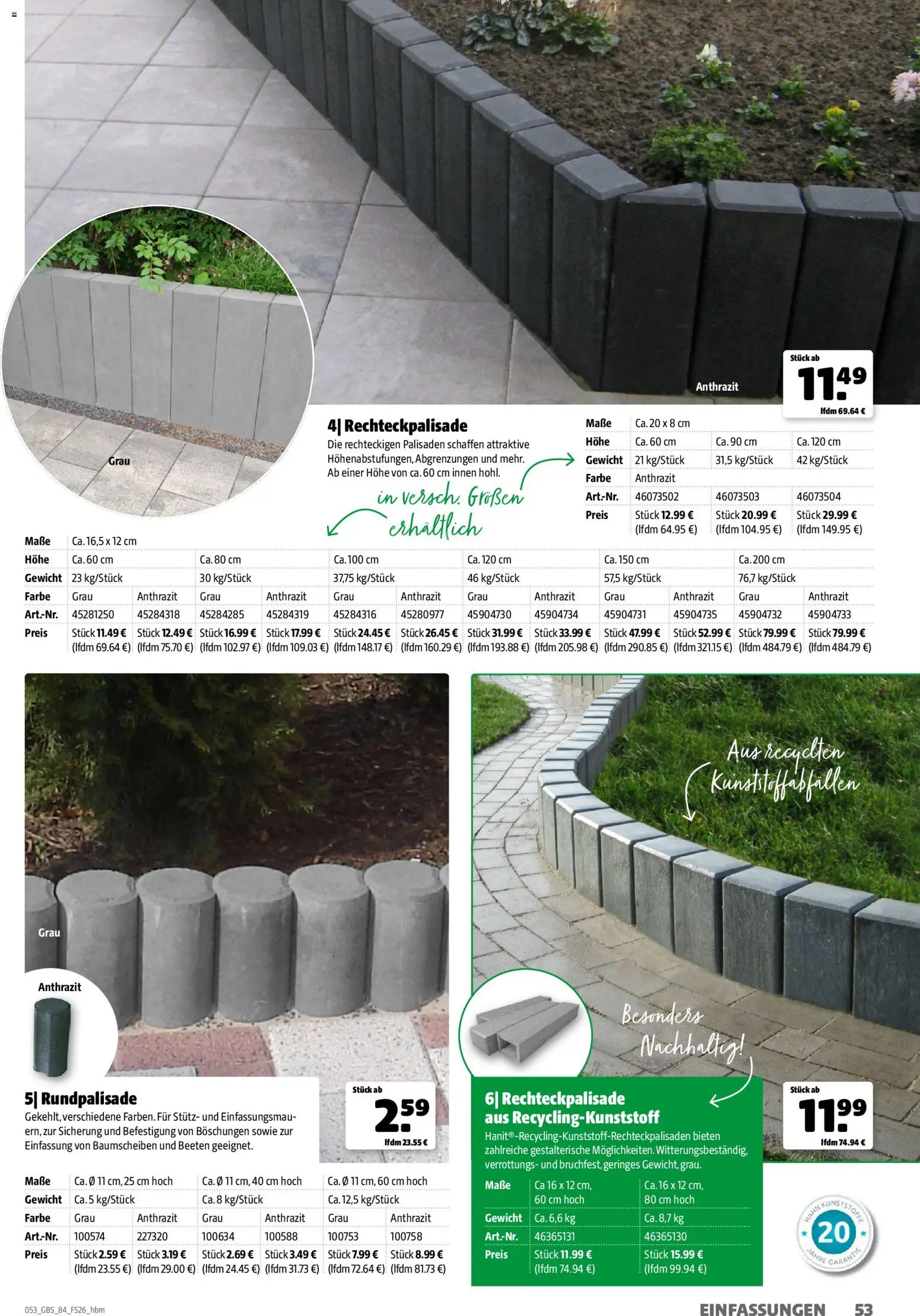Hagebau Gartenbaustoffsortiment – gültig ab 02.03.2026 | Seite: 53 | Produkte: Gewicht