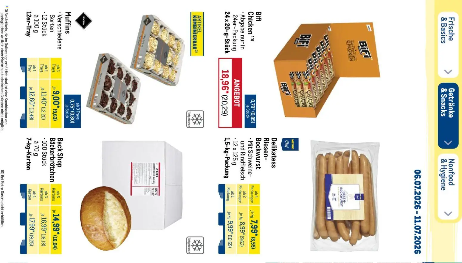 Metro Prospekt – gültig ab 06.07.2026 | Seite: 38 | Produkte: Bockwurst, Bifi, Rindfleisch