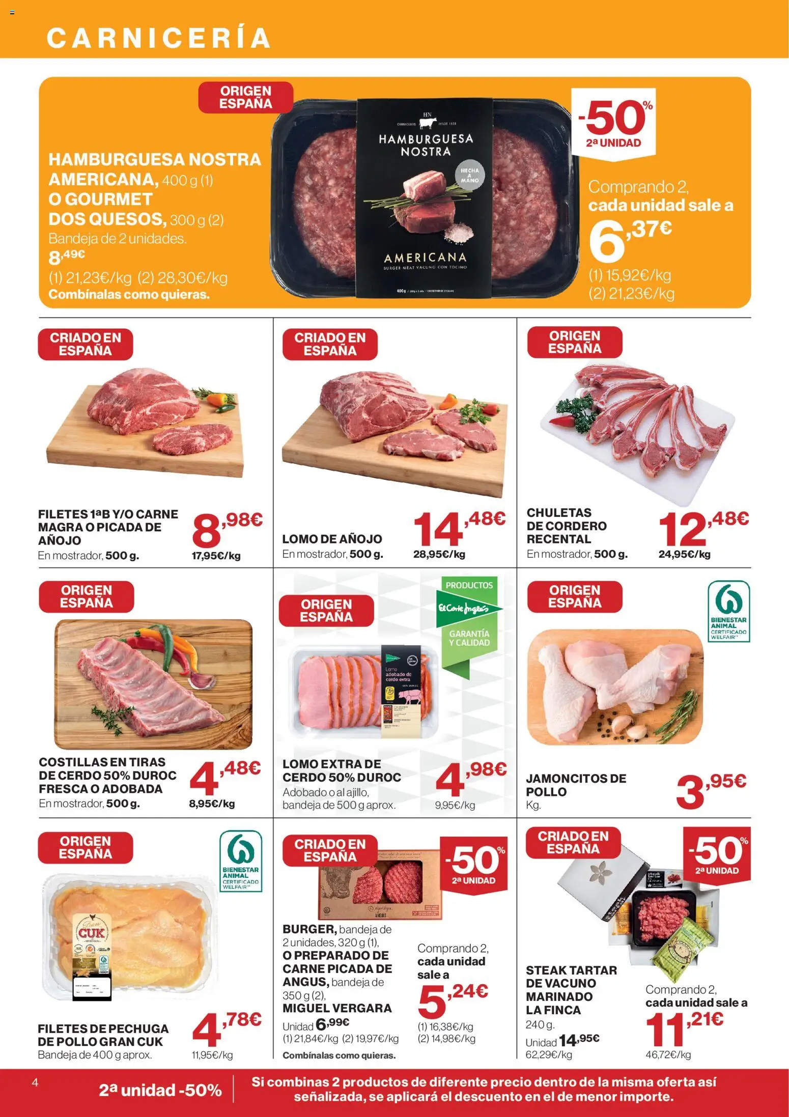 El Corte Inglés ofertas │ válido desde el 10/09/2026 | Página: 4 | Productos: Carne picada, Lomo, Carne, Pollo