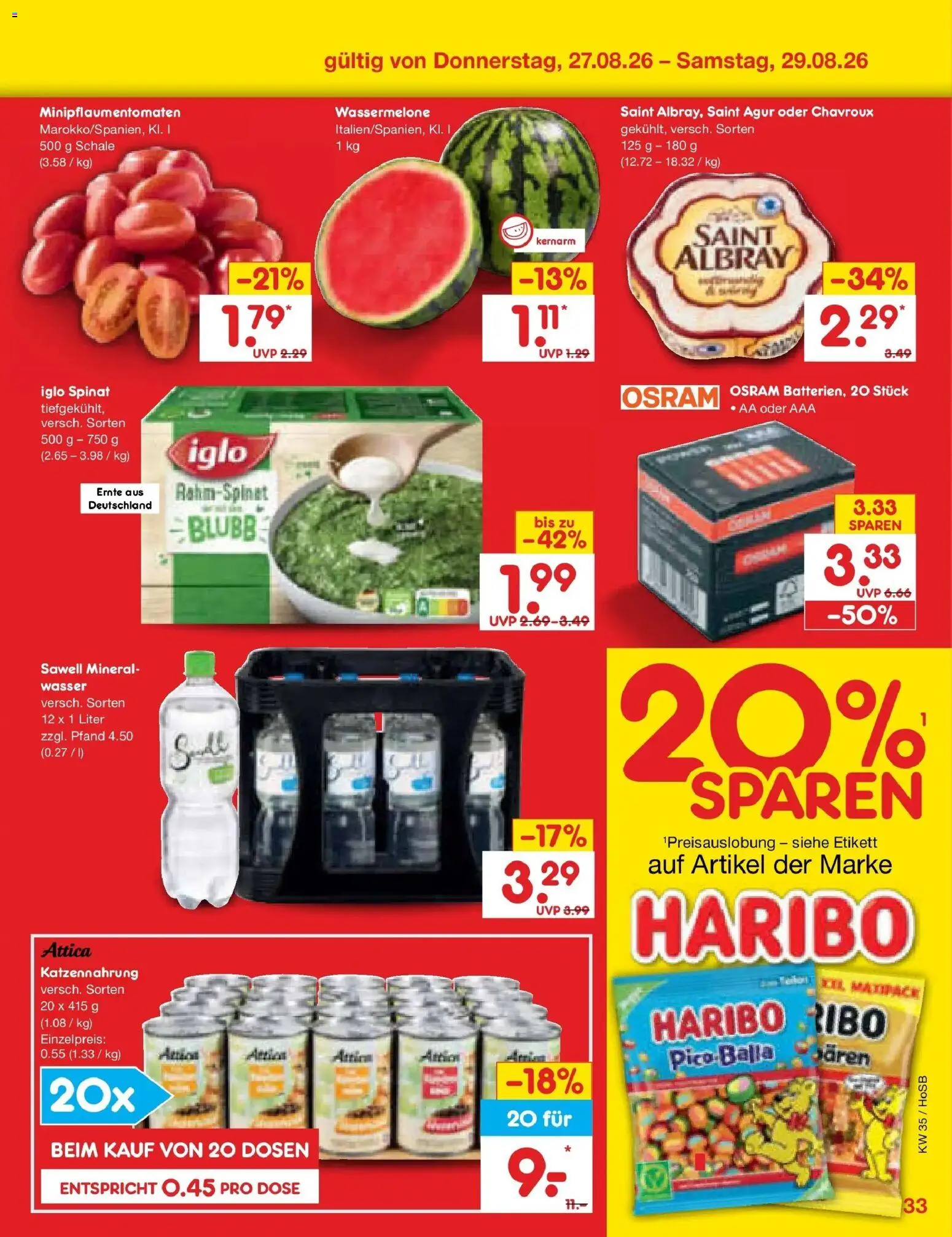 Netto Marken-Discount Prospekt Hannover (ab 24.08.2026) » Angebote | Seite: 47 | Produkte: Haribo, Iglo, Wasser, Wassermelone