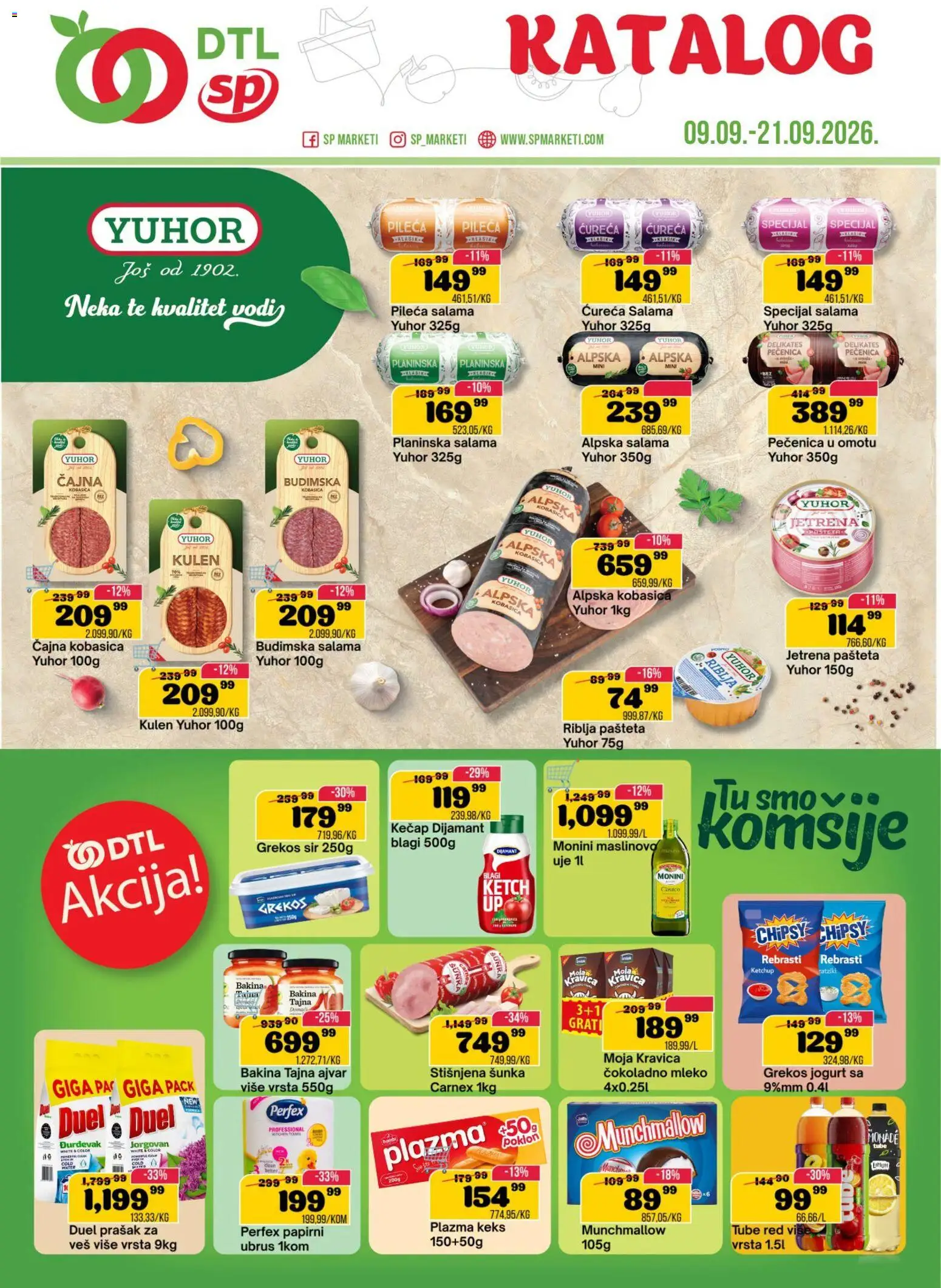 Senta Promet katalog - važi od 09.09.2026 | Strana: 1 | Proizvode: Munchmallow, Ajvar, Monini, Kobasica