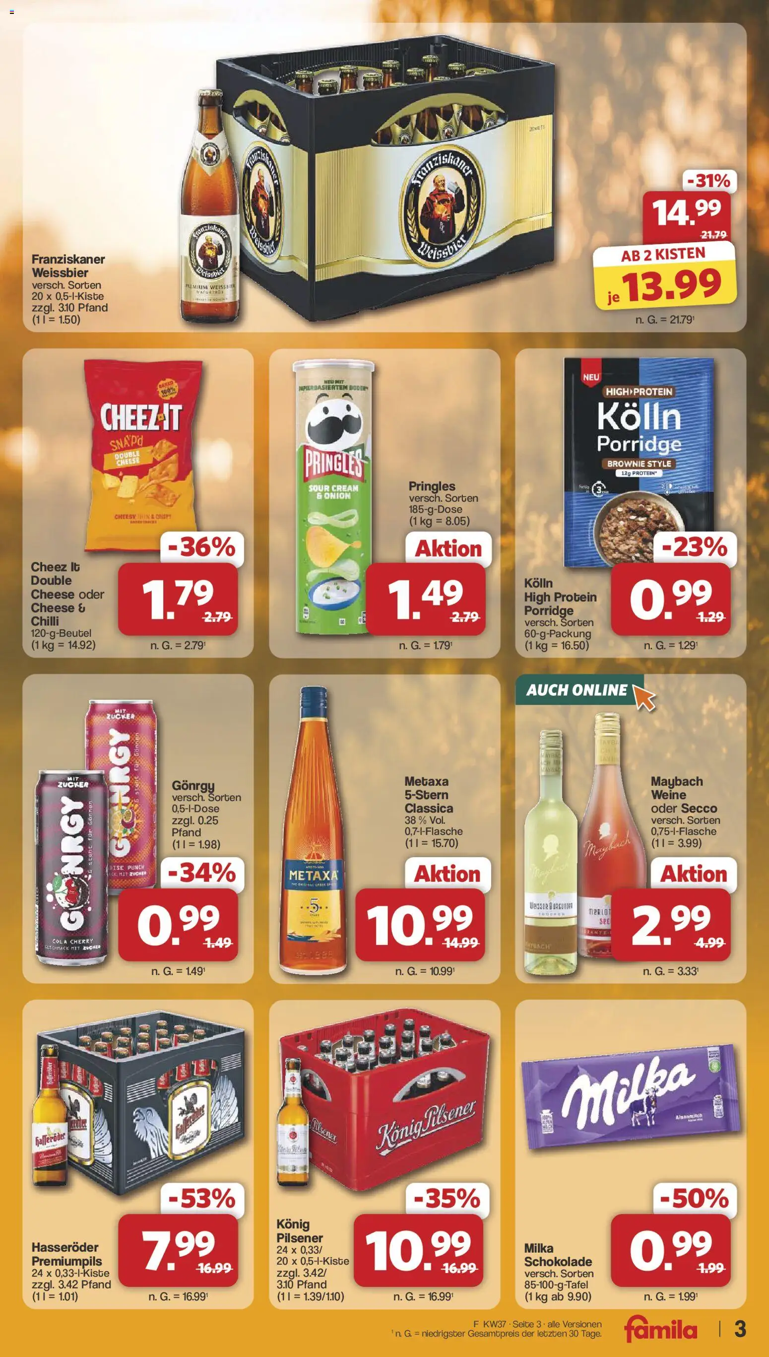 Famila Nordwest Sonderangebote – gültig ab 07.09.2026 | Seite: 3 | Produkte: Kolln, Weißbier, Pringles, Hasseröder