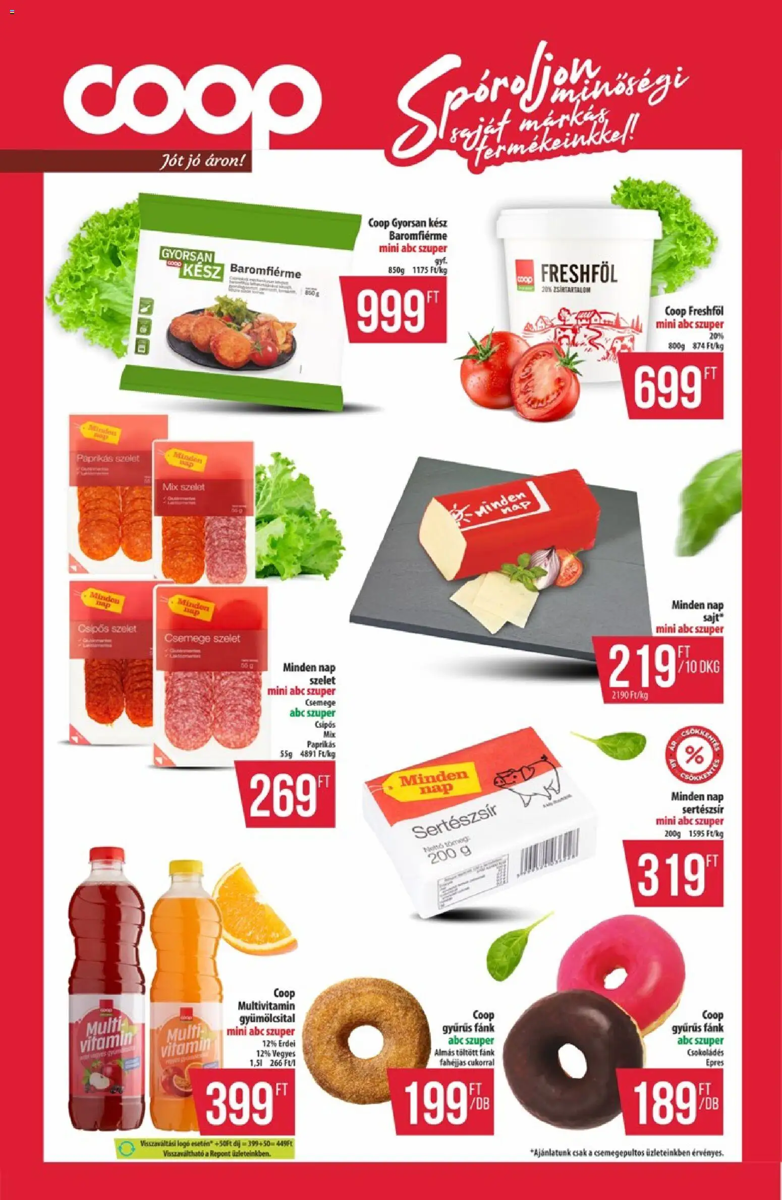 COOP akciós ujság - amely érvényes a következő dátumtól: 28.05.2026 | Oldal: 8 | Termékek: Gyümölcsital, Fánk, Sertészsír, Multivitamin