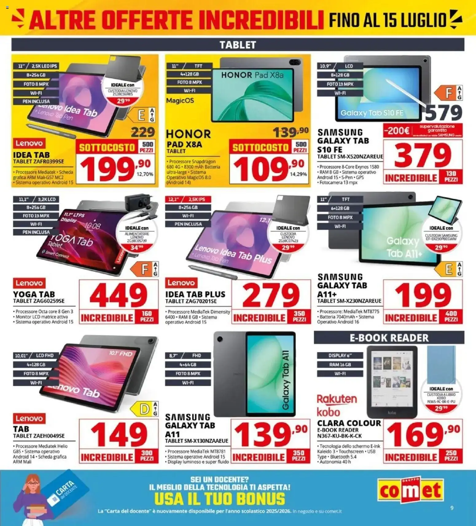 Volantino Comet del 03/07/2026 | Pagina: 9 | Prodotti: Schermo, Monitor, Batteria, Samsung