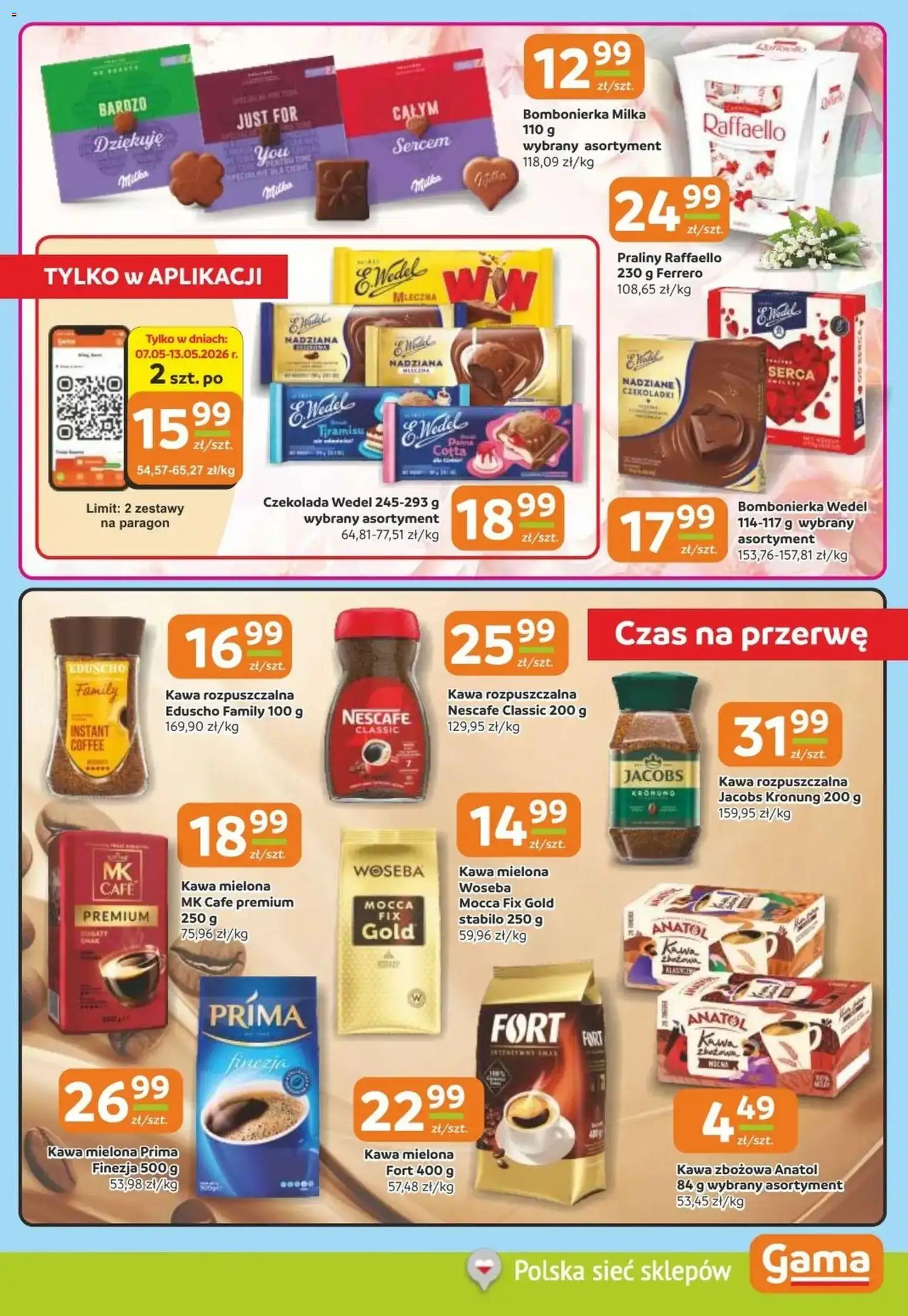 Gama gazetka od 07.05.2026 | Strona: 5 | Produkty: Czekoladki, Praliny, Nescafe, Kawa prima
