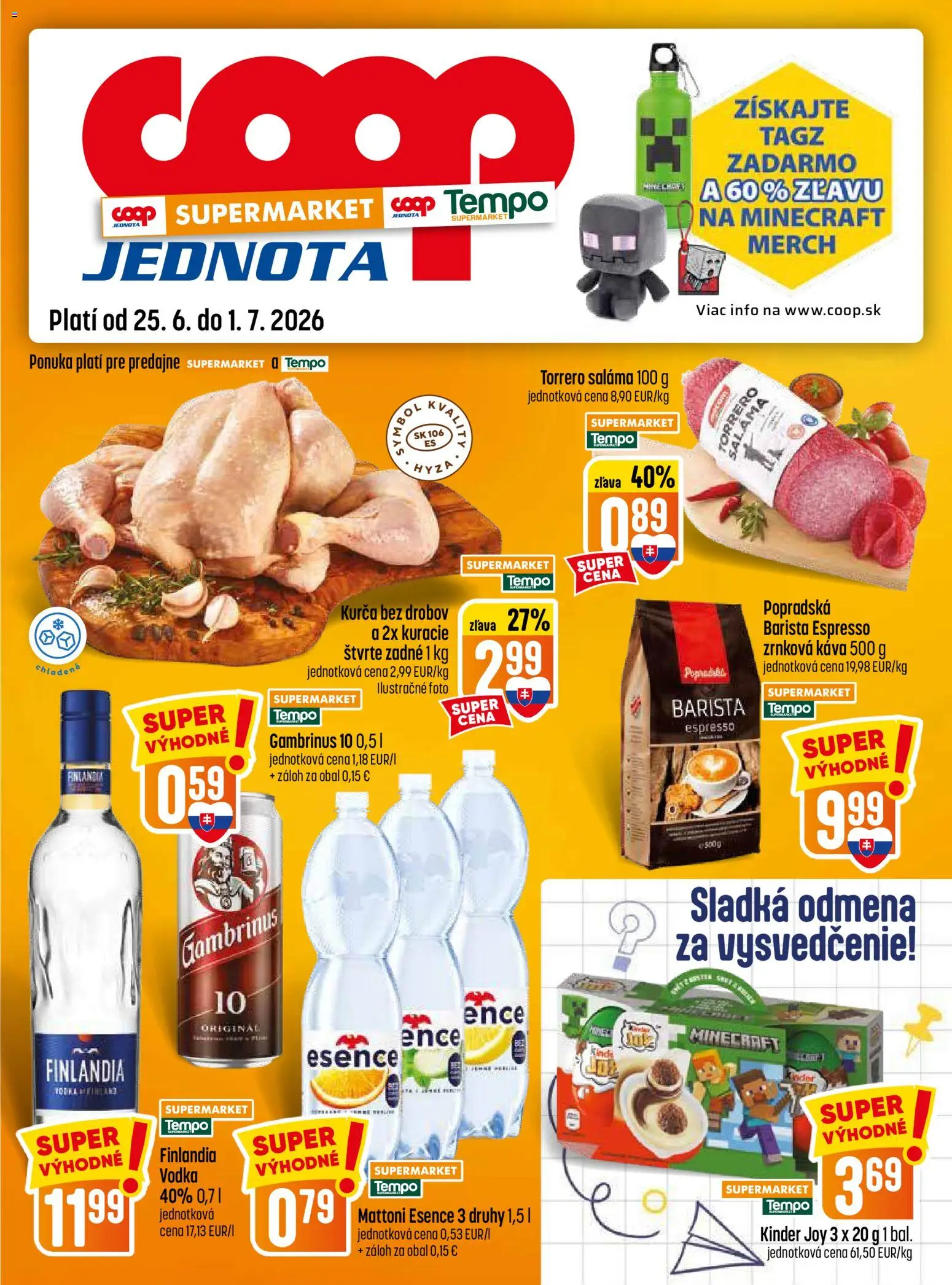 Nové COOP Jednota akcie – leták je platný od 25.06.2026 | Strana: 17 | Produkty: Saláma, Barista, Kinder, Mattoni