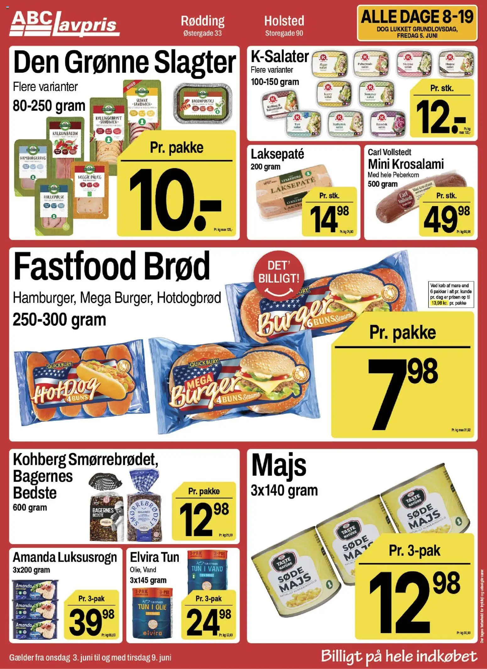Abc Lavpris tilbudsavis – gyldig fra 03.06.2026 | Side: 5 | Produkter: Rullepølse, Tun, Hamburgerryg, Russisk salat