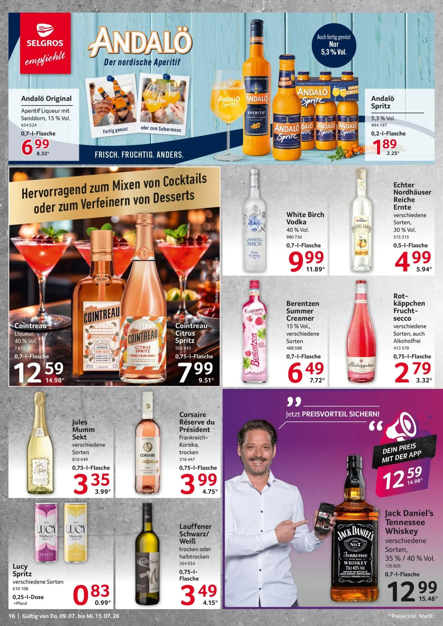 Selgros Prospekt – gültig ab 09.07.2026 | Seite: 16 | Produkte: Granatapfel, Sprite, Sekt, Vodka