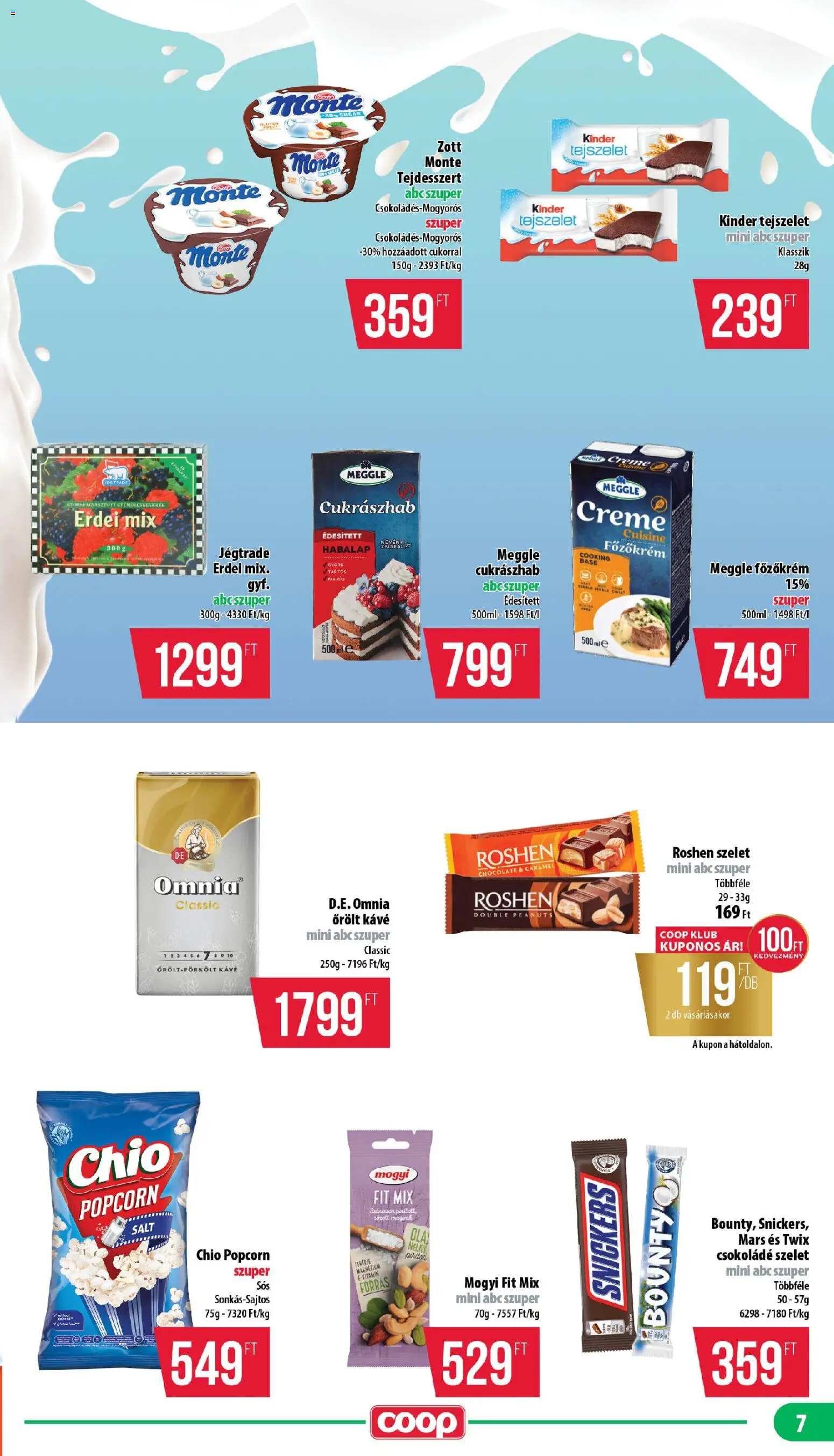 COOP akciós ujság - amely érvényes a következő dátumtól: 2026.09.24. | Oldal: 7 | Termékek: Jégtrade, Mars, Popcorn, Roshen
