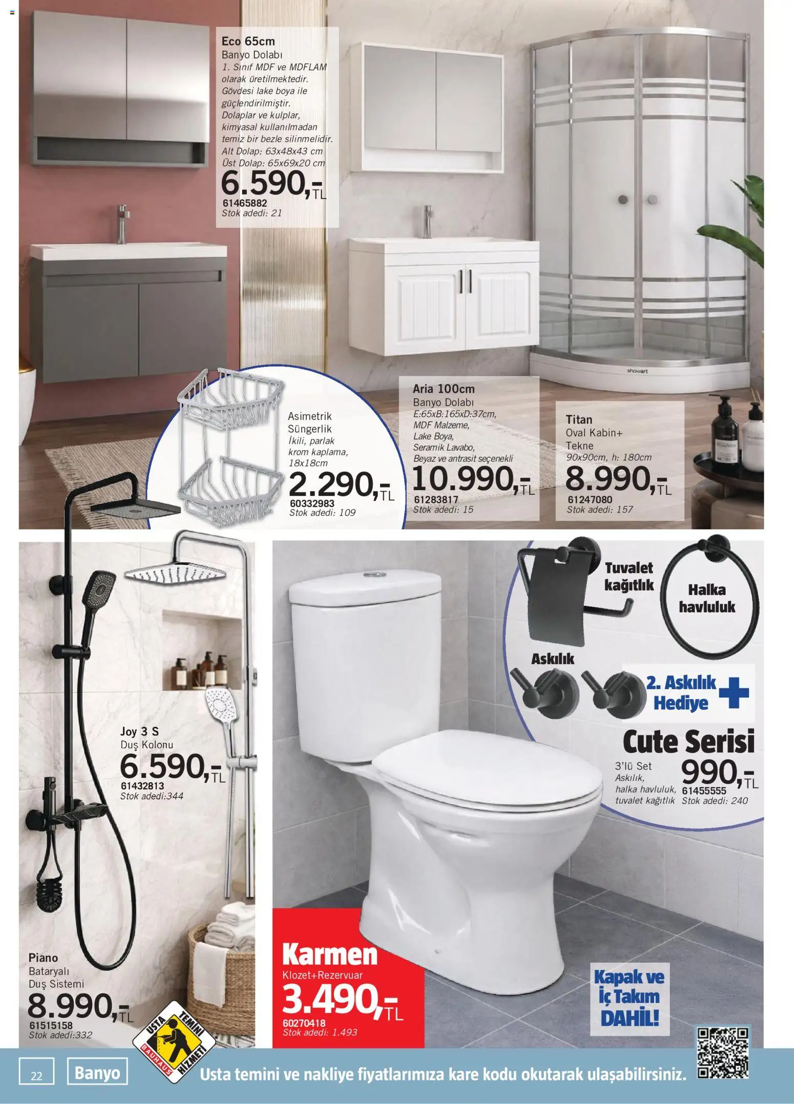 Bauhaus Katalog - 04 Temmuz 2026 tarihinden itibaren geçerlidir | Sayfa: 22 | Ürünler: Tuvalet, Banyo, Duş