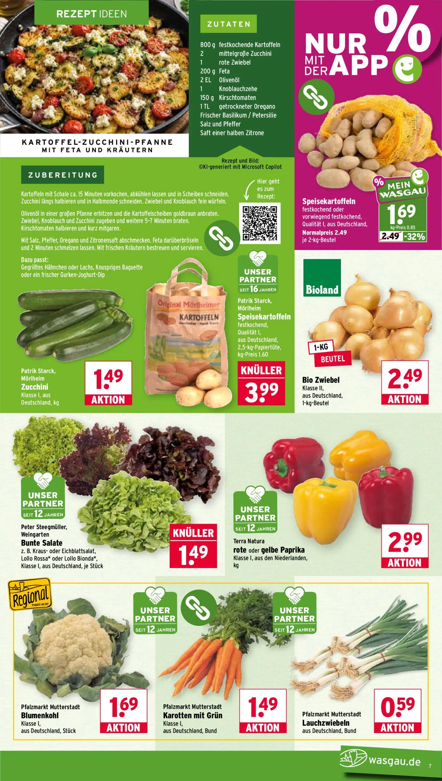 Wasgau Prospekt – gültig ab 10.08.2026 | Seite: 7 | Produkte: Feta, Paprika, Pfeffer, Blumenkohl