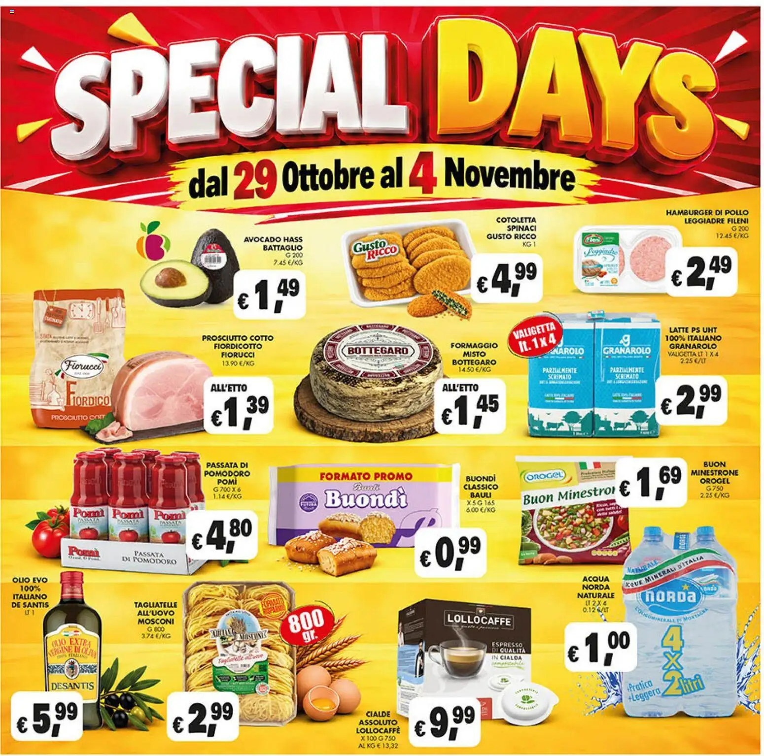 Volantino Coal del 22/10/2026 | Pagina: 3 | Prodotti: Prosciutto Cotto, Latte, Hamburger, Cialda