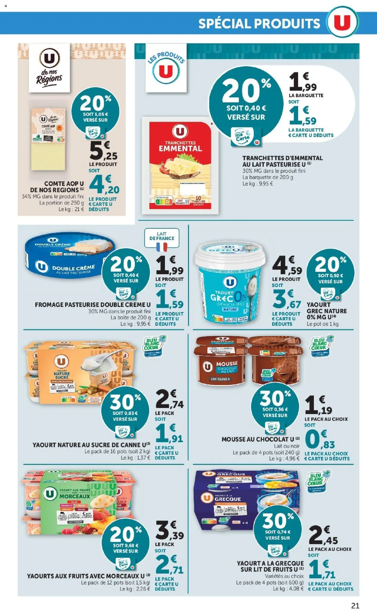 {H1} | Page: 21 | Produits: Mousse, Emmental, Yaourt à La Grecque, Lait