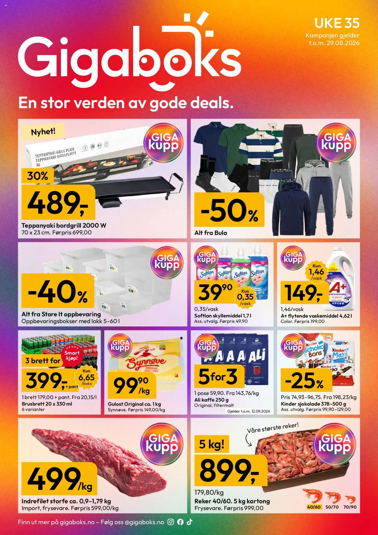 {H1} | Side: 1 | Produkter: Oppbevaringsbokser, 5 kg, Gulost, Flytende vaskemiddel